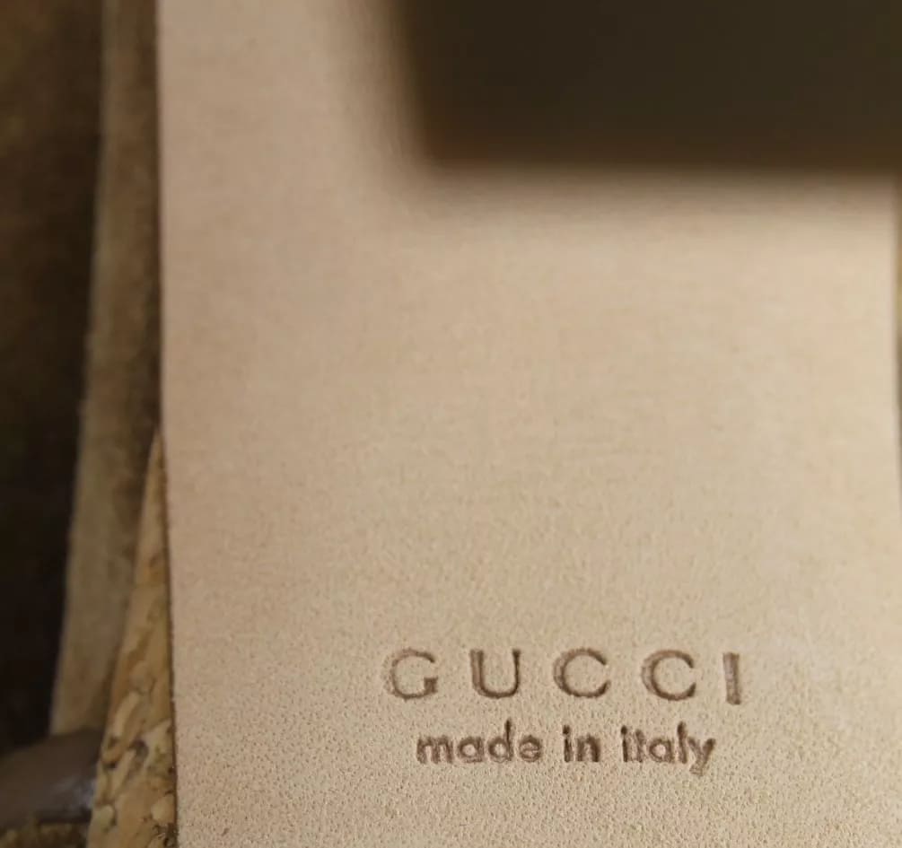 Gucci Danielle Suede Cork Platform Sandal, 38.5/8.5