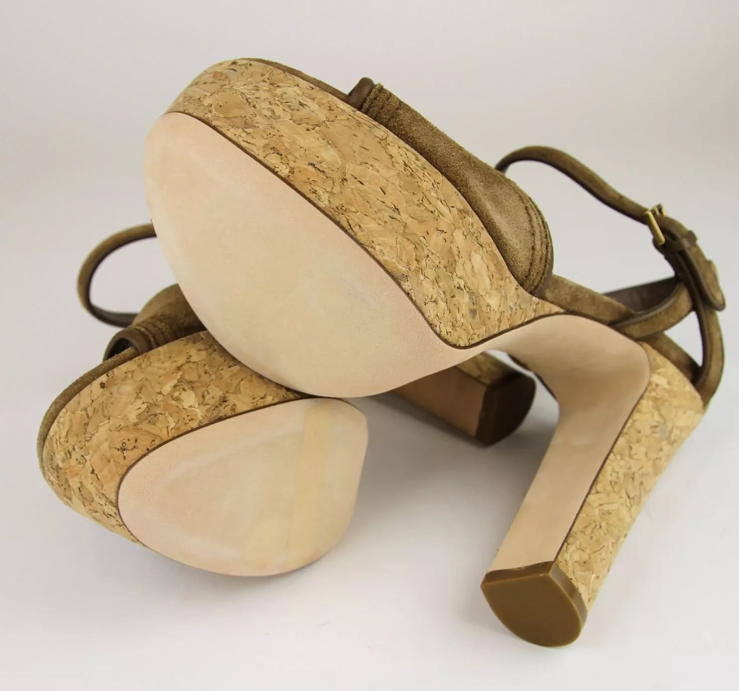 Gucci Danielle Suede Cork Platform Sandal, 38.5/8.5