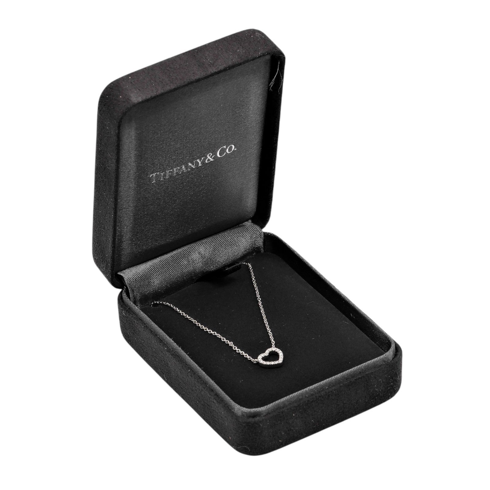 Tiffany & Co. Metro Heart Pendant 18K White Gold And Diamonds Silver White_Gold Necklace Jewelry (Pre-Owned)