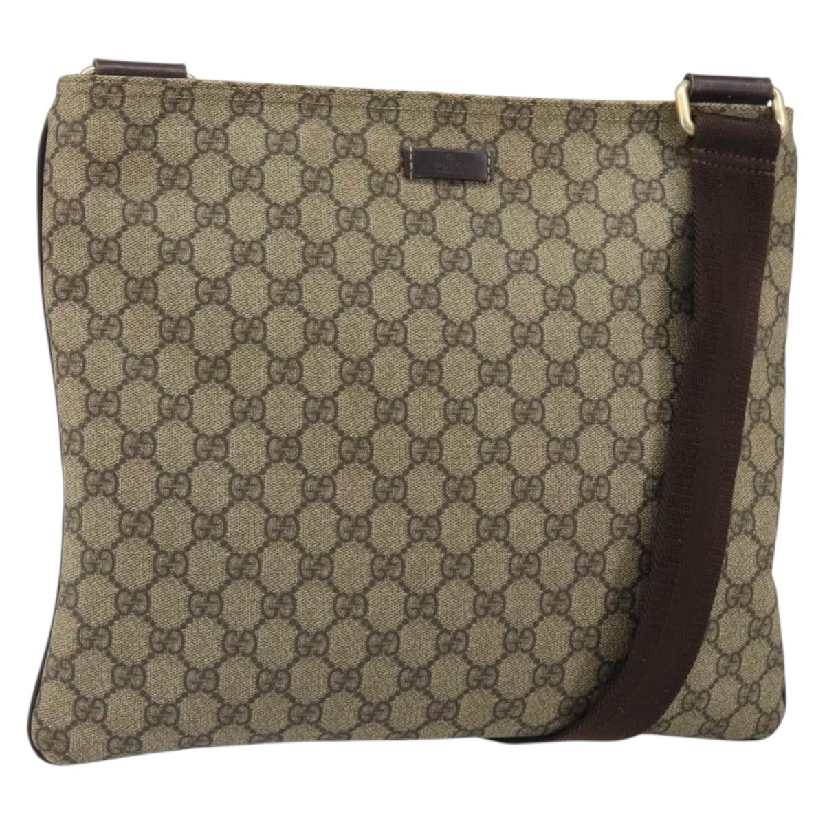 Gucci Zip Top Messenger Gg Coated Canvas Beige Pvc Shoulder Bag Bag (Pre-Owned)