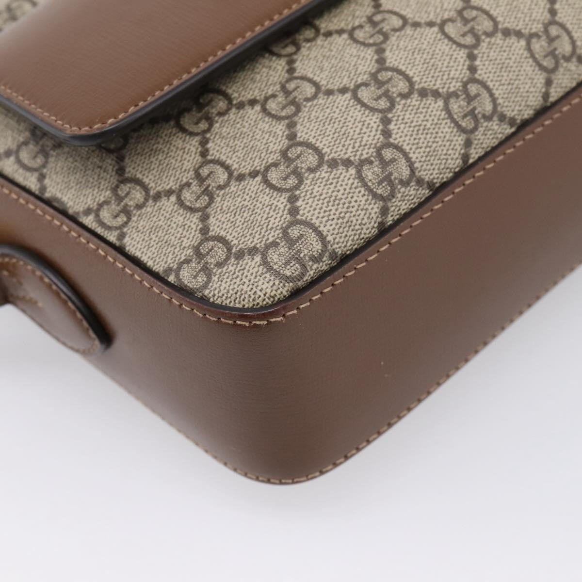 Gucci Horsebit 1955 Flap Pocket Camera Gg Coated Canvas And Leather Beige Canvas Shoulder Bag Bag (Pre-Owned)