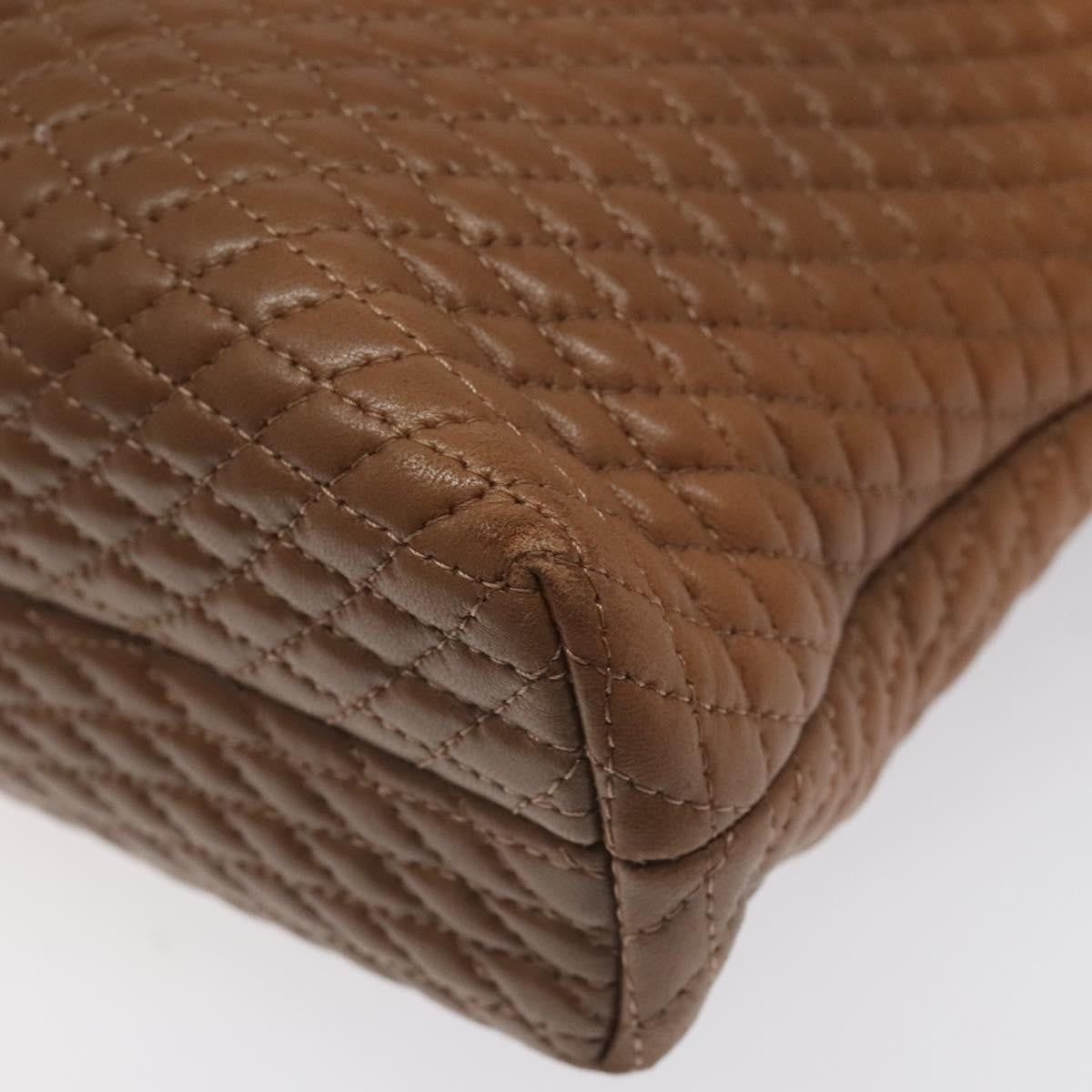 Bally Vintage Quilted Leather Brown Leather Handbag (Pre-Owned)