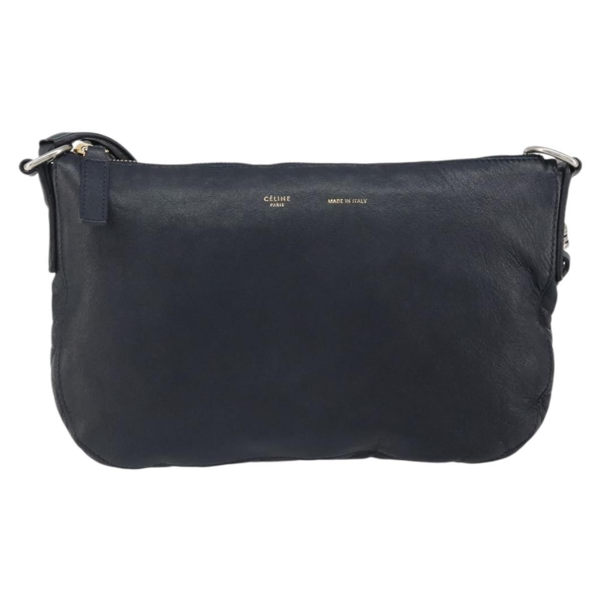 Celine Vintage Leather Navy Leather Shoulder Bag Bag (Pre-Owned)