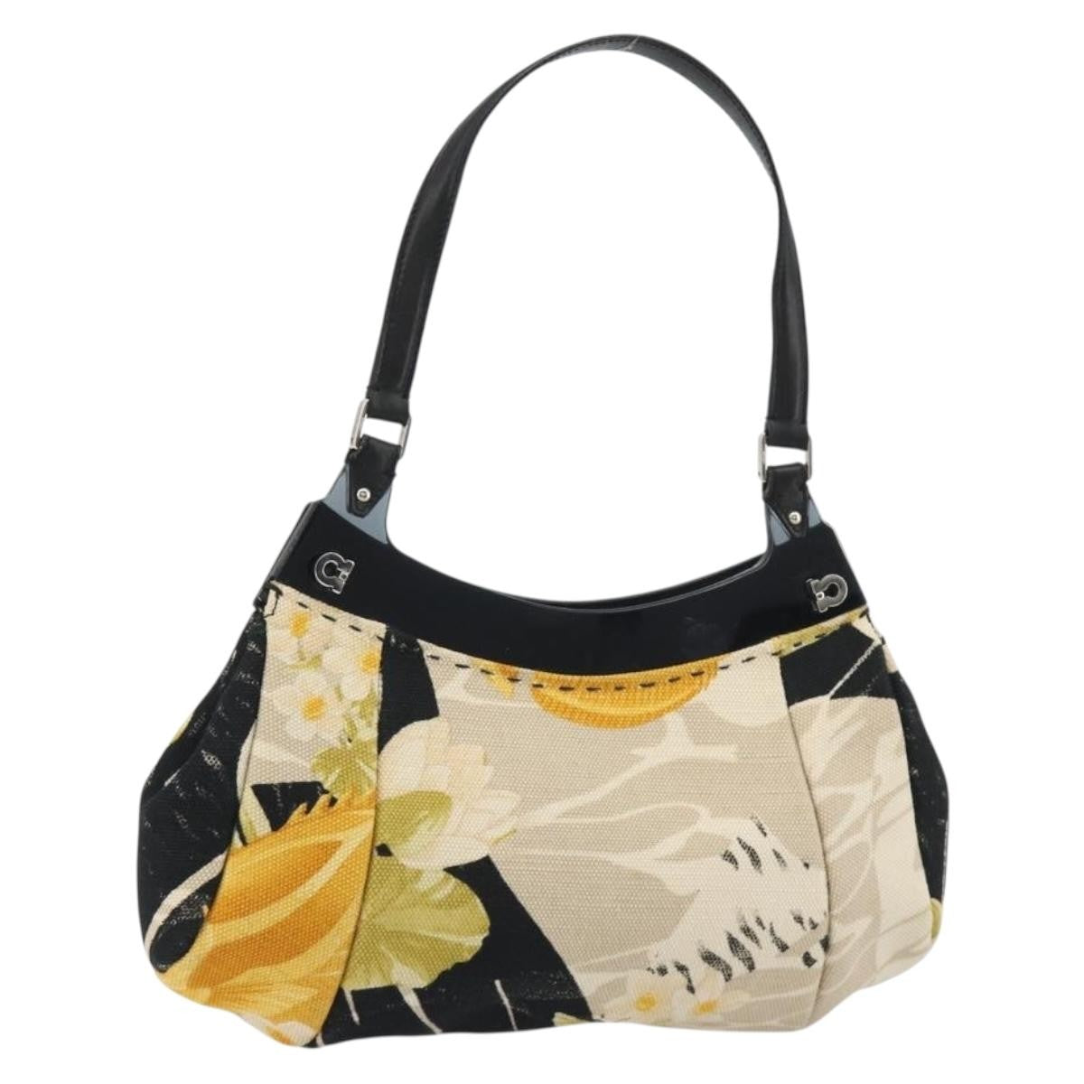 Salvatore Ferragamo Gancini Canvas Beige Canvas Crossbody Bag Bag (Pre-Owned)