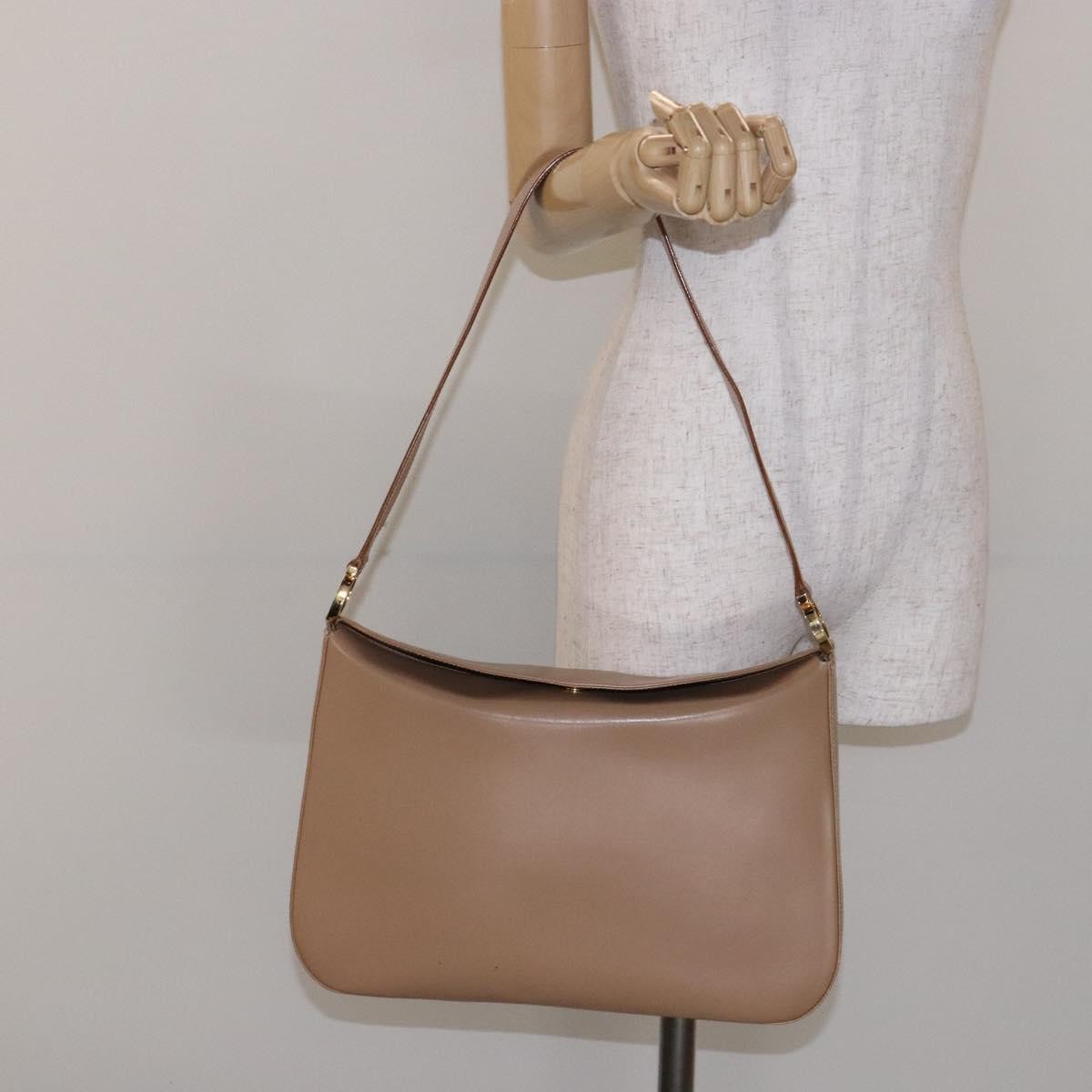 Salvatore Ferragamo Gancini Leather Beige Leather Shoulder Bag Bag (Pre-Owned)