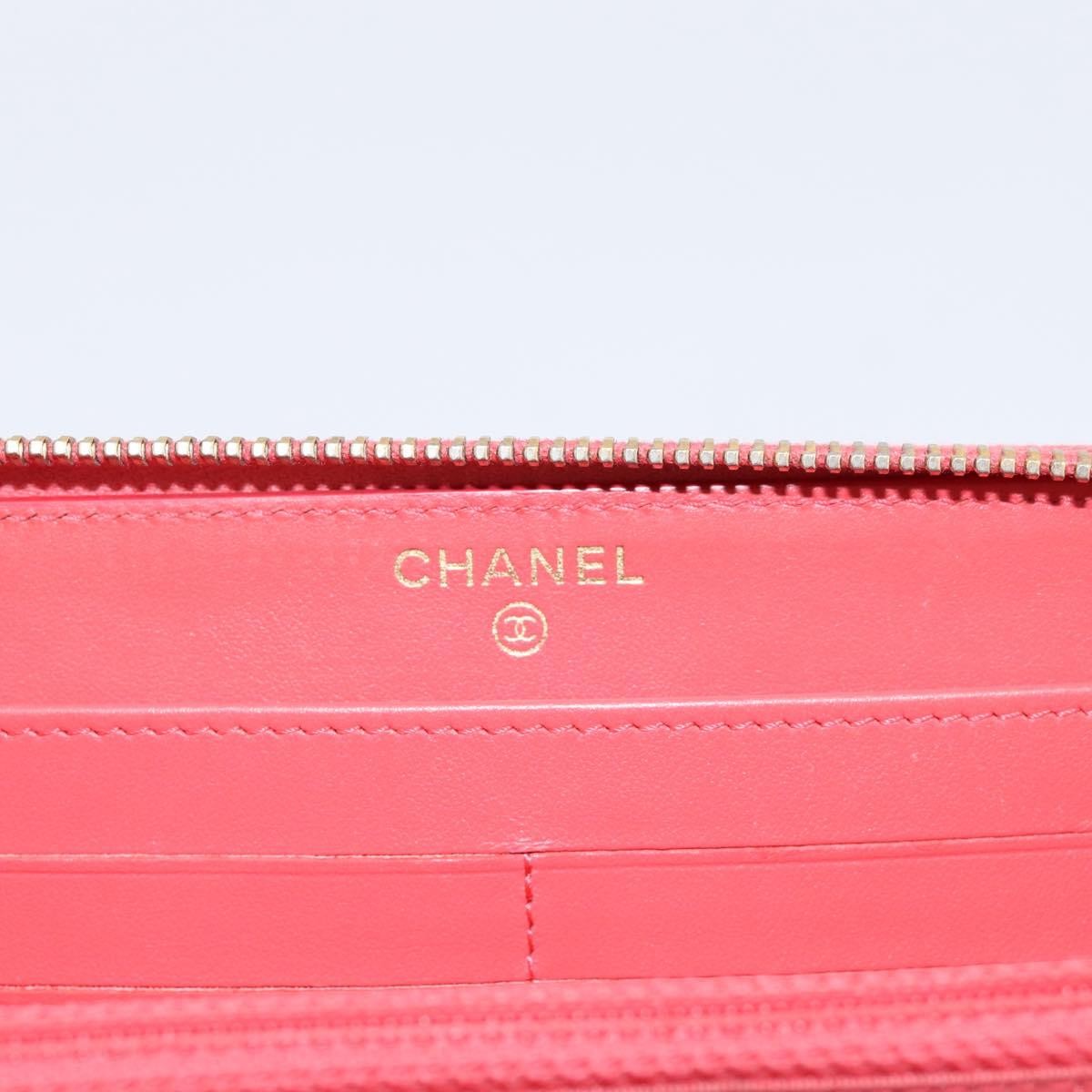 Chanel Filigree Zip Around Quilted Caviar Orange Calfskin Wallets Accessory (Pre-Owned)