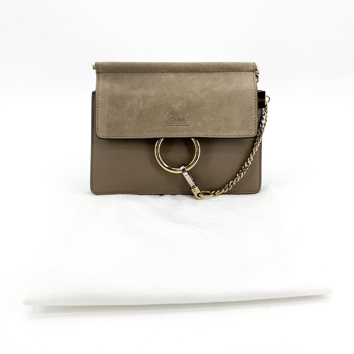 Chloe Faye Clutch Leather And Suede Beige Calfskin Clutche & Pouche Bag (Pre-Owned)