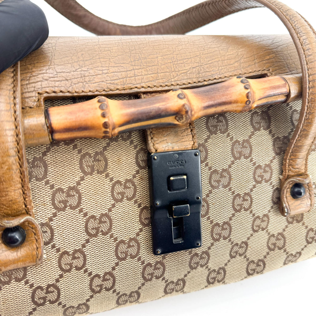 Gucci Bamboo Bullet Gg Canvas Brown Canvas Handbag (Pre-Owned)