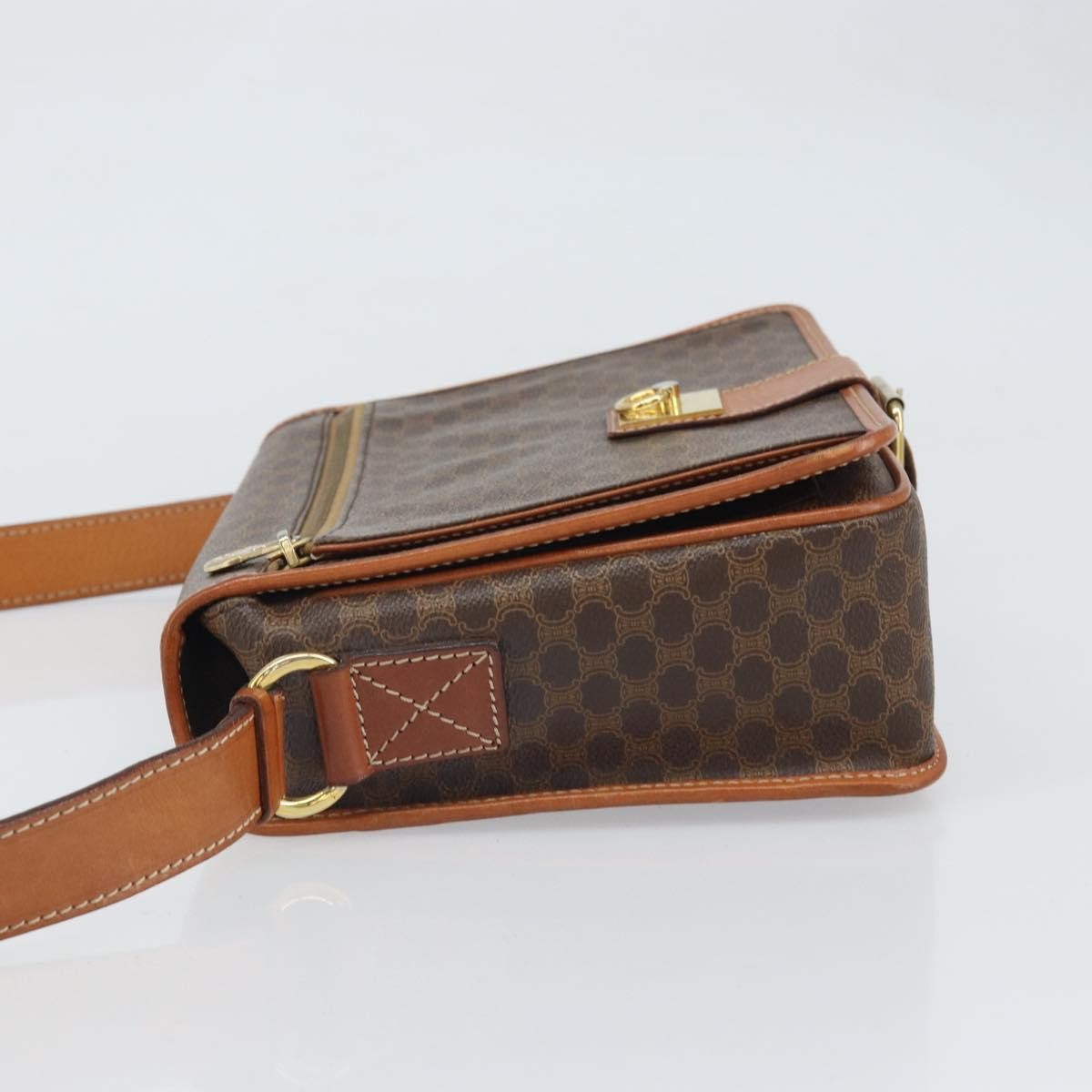Celine Vintage Macadam Canvas And Leather Brown Canvas Shoulder Bag Bag (Pre-Owned)