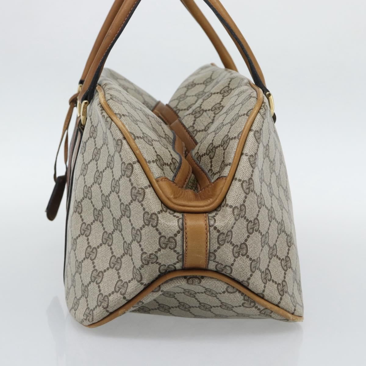 Gucci Zip Boston Gg Canvas And Leather Beige Pvc Handbag (Pre-Owned)