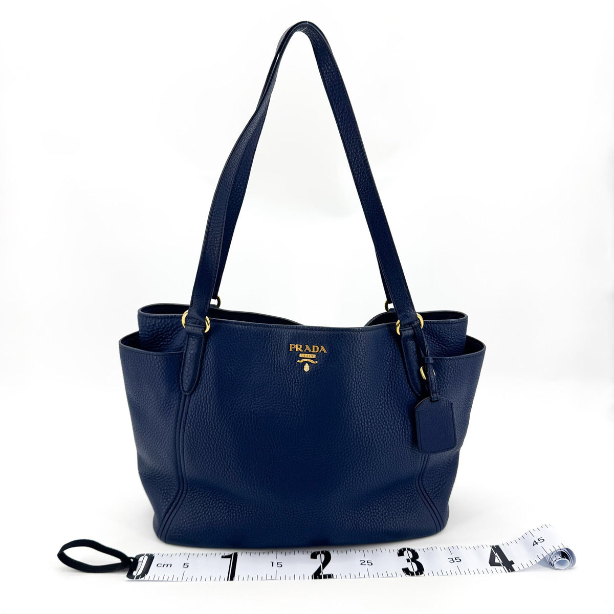 Prada Tote Vitello Daino Vitello Daino Navy Calfskin Tote Bag Bag (Pre-Owned)