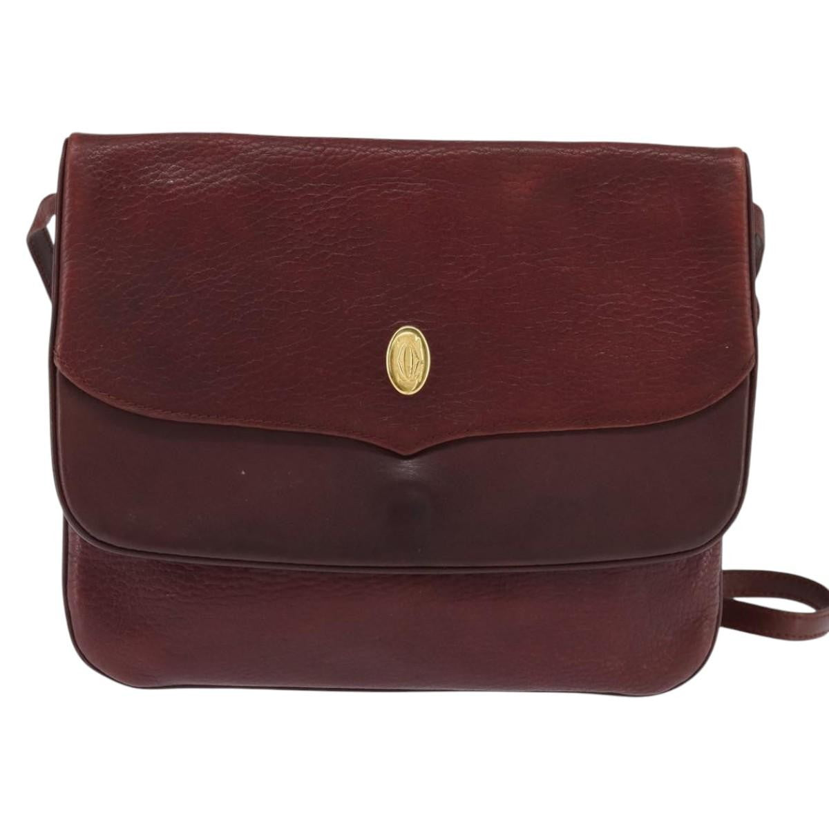 Cartier Must De Cartier Leather Burgundy Leather Shoulder Bag Bag (Pre-Owned)