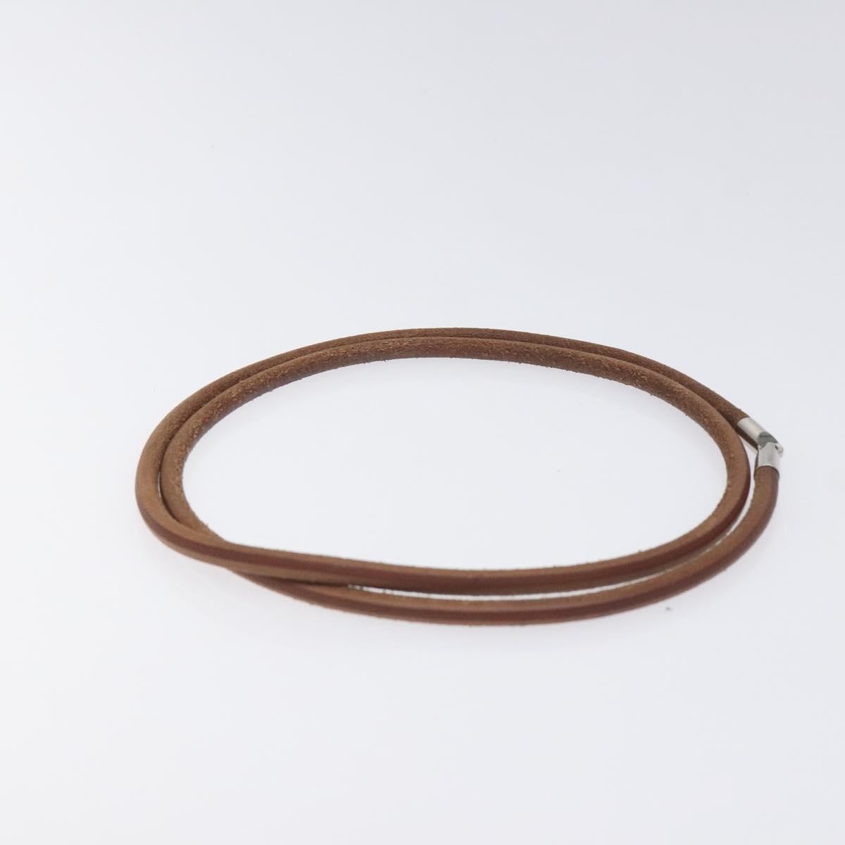 Hermes Laniere Leather Brown Leather Bracelet Jewelry (Pre-Owned)