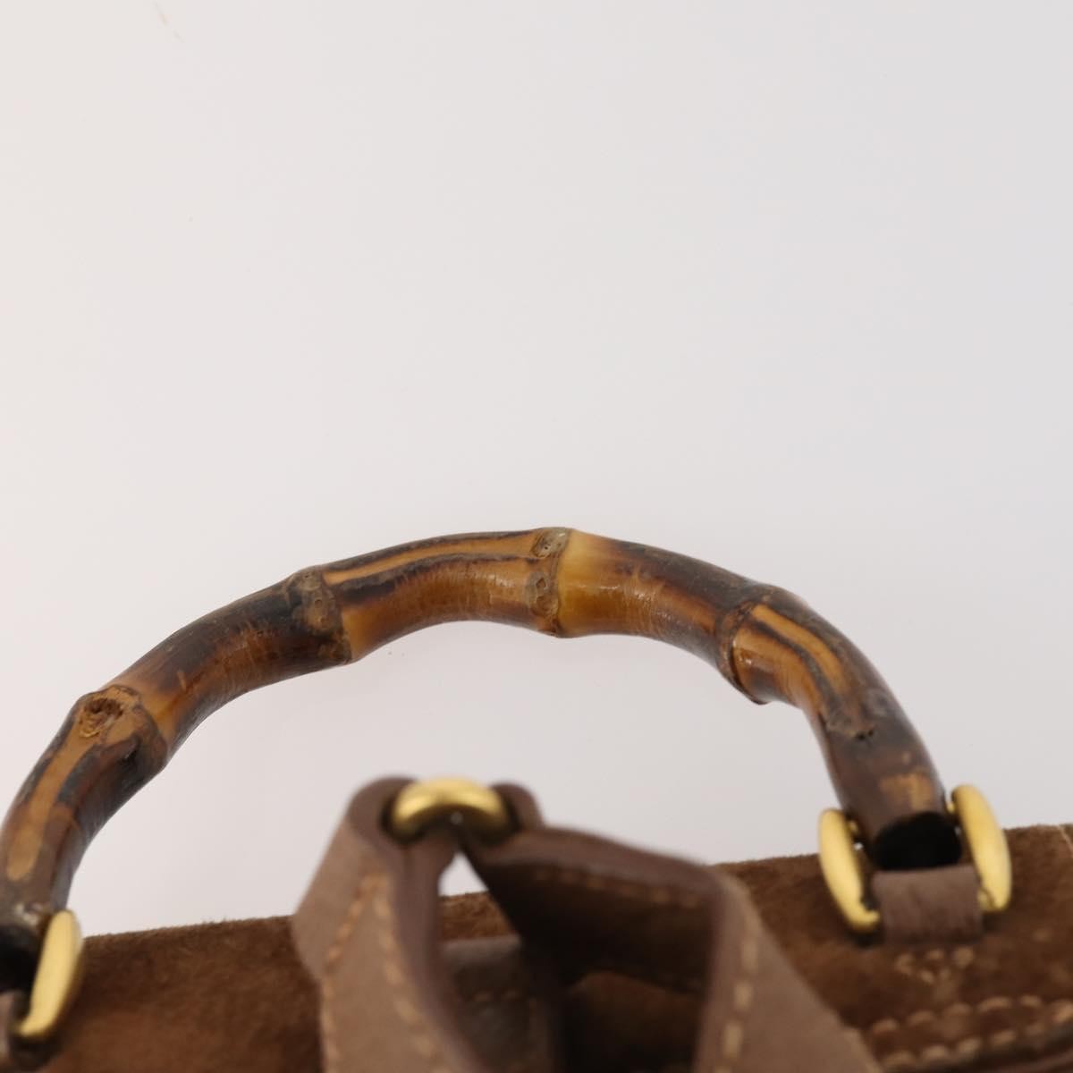 Gucci Gucci Bamboo Daim Brown Suede Backpack Bag (Pre-Owned)
