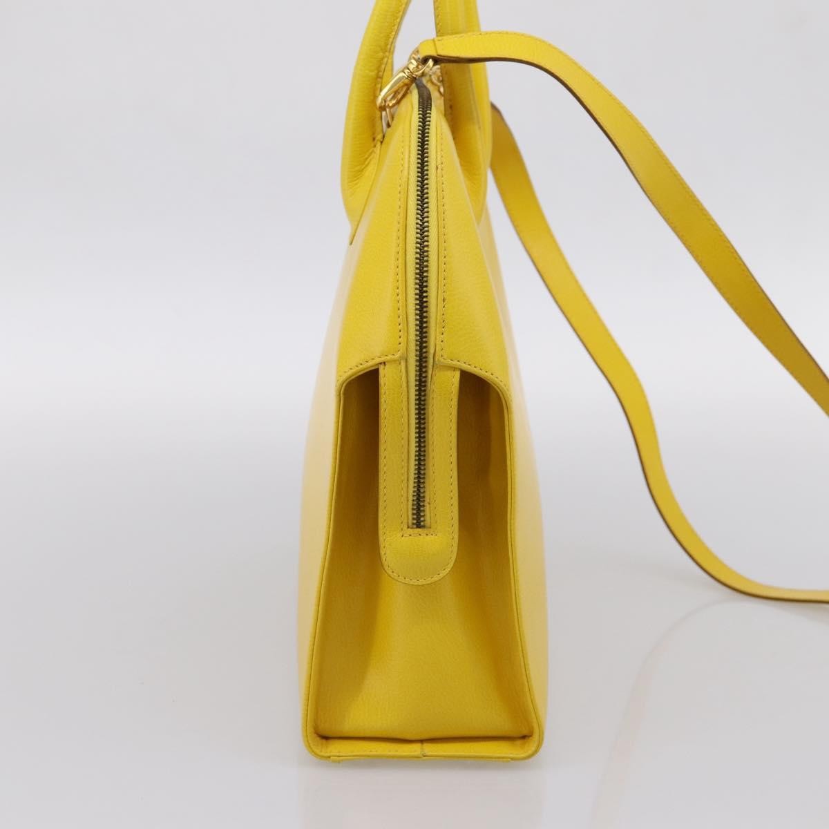 Salvatore Ferragamo Gancini Leather Yellow Leather Handbag (Pre-Owned)