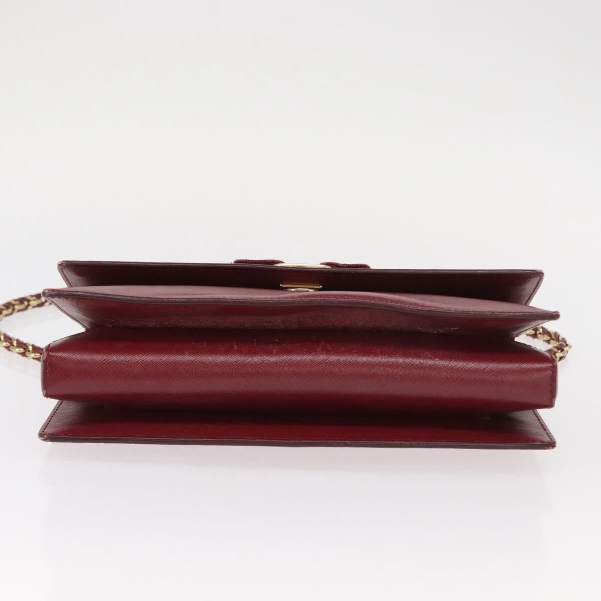 Salvatore Ferragamo Vala Chain Leather Burgundy Leather Shoulder Bag Bag (Pre-Owned)