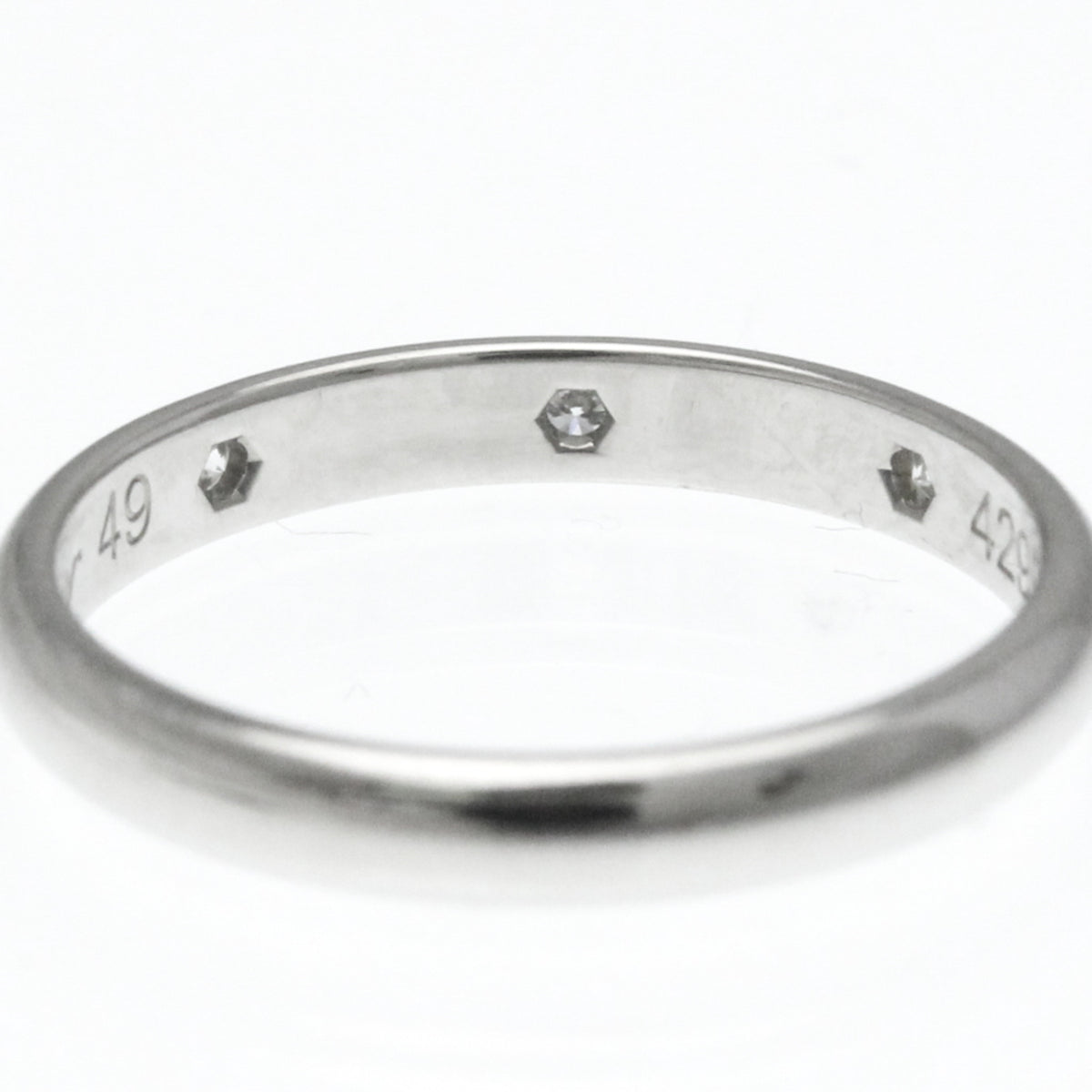 Cartier 1895 Wedding Band 3 Diamonds Platinum With Diamonds Silver Platinum Ring Jewelry (Pre-Owned)