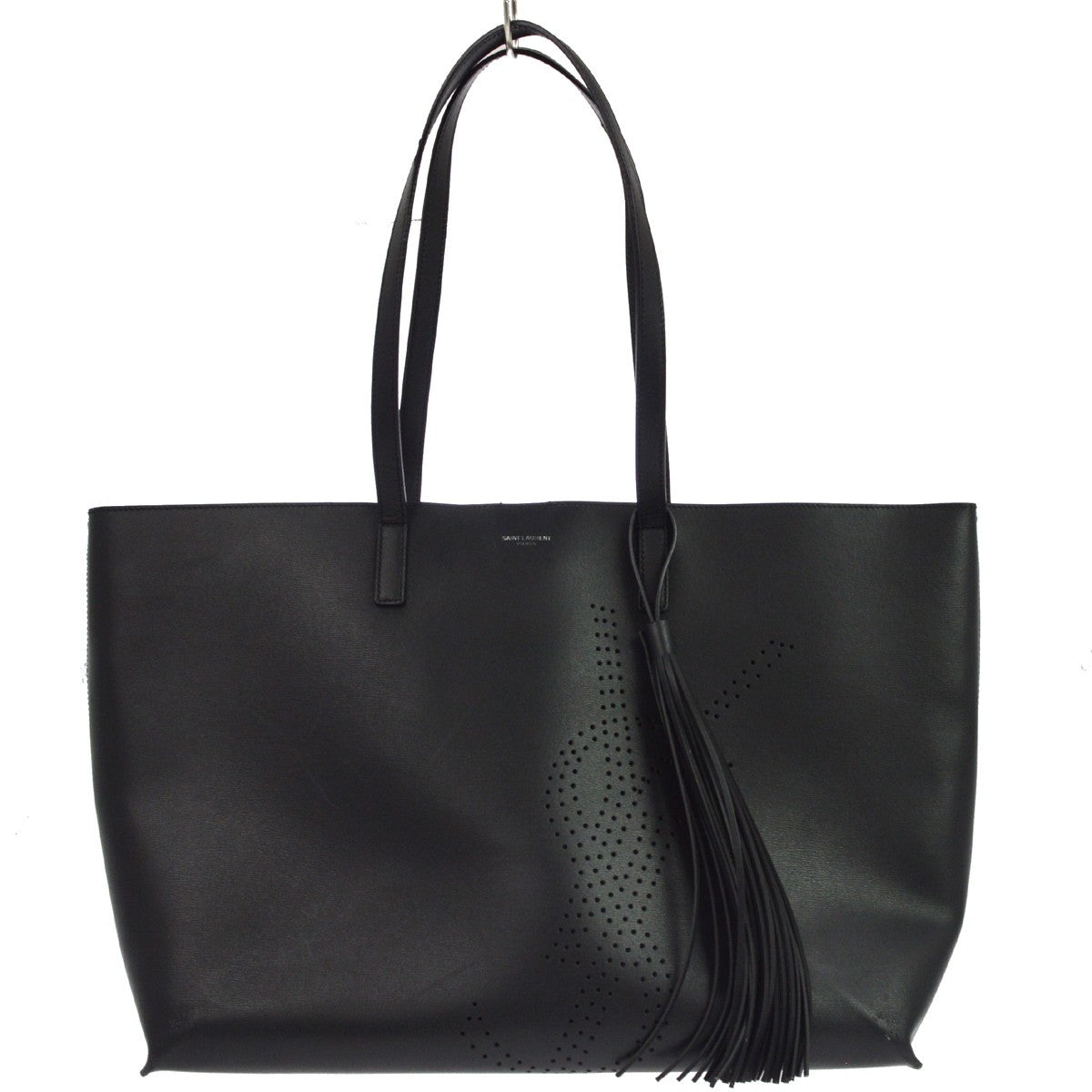 Saint Laurent Shopper Leather Black Leather Tote Bag Bag (Pre-Owned)