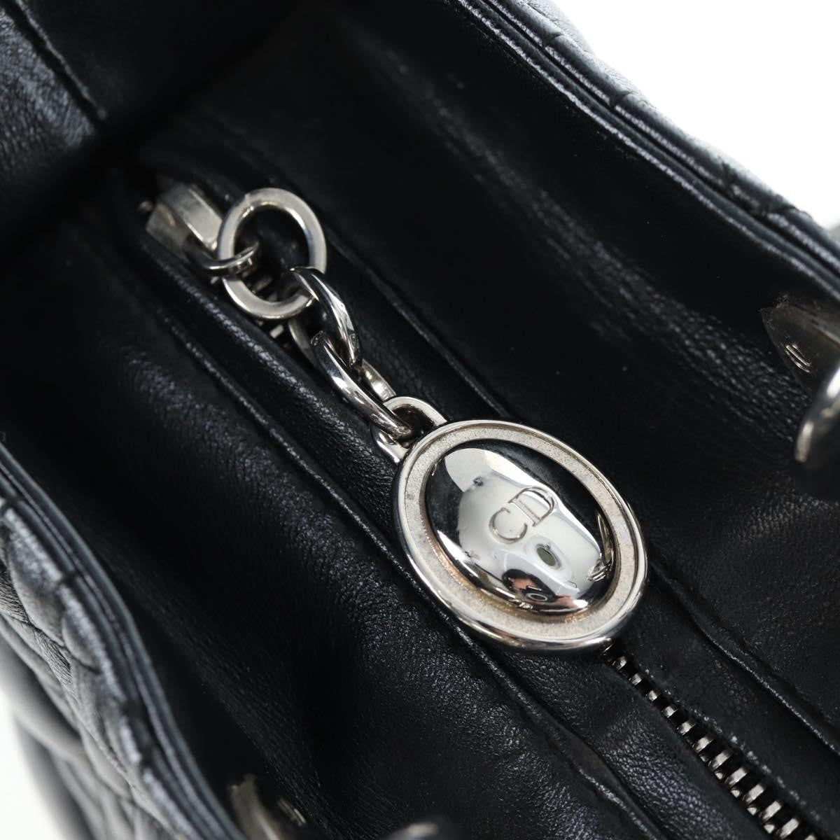 Christian Dior Lady Dior Lambskin Black Leather Handbag (Pre-Owned)