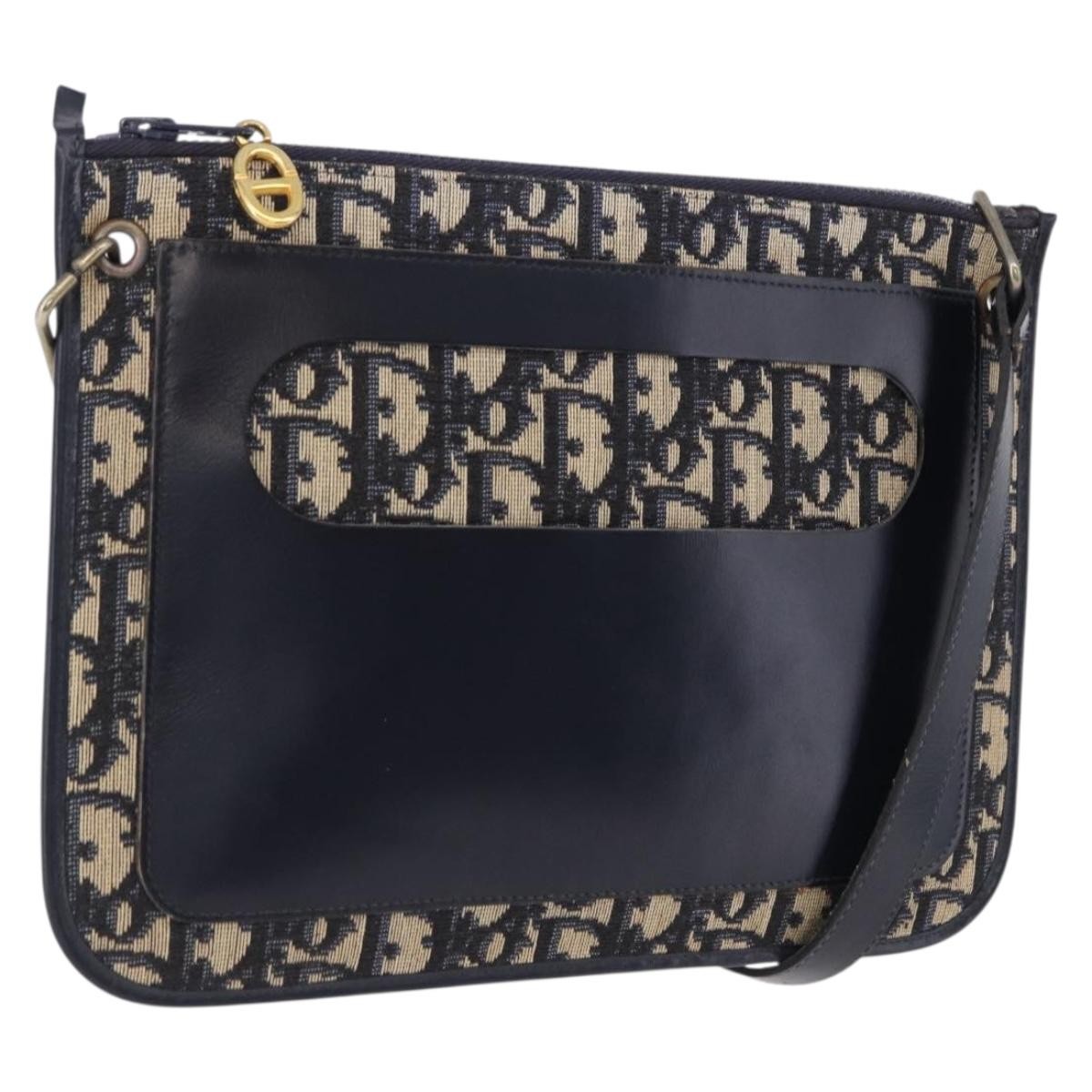Christian Dior Trotter Shoulder Canvas Navy Canvas Handbag (Pre-Owned)