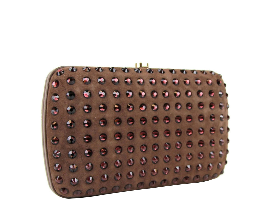 Gucci Women's Suede Broadway Crystal Evening Clutch Bag 310005