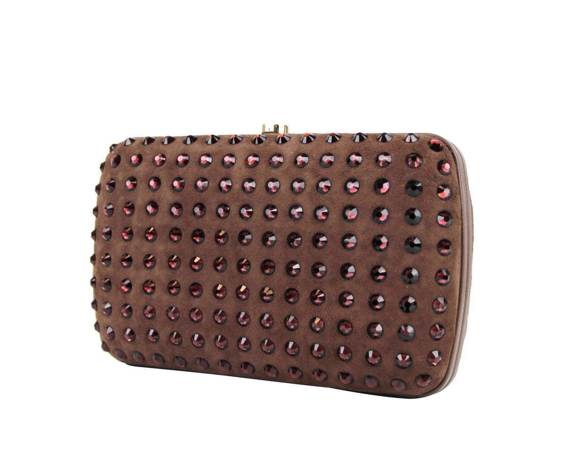 Gucci Women's Suede Broadway Crystal Evening Clutch Bag 310005