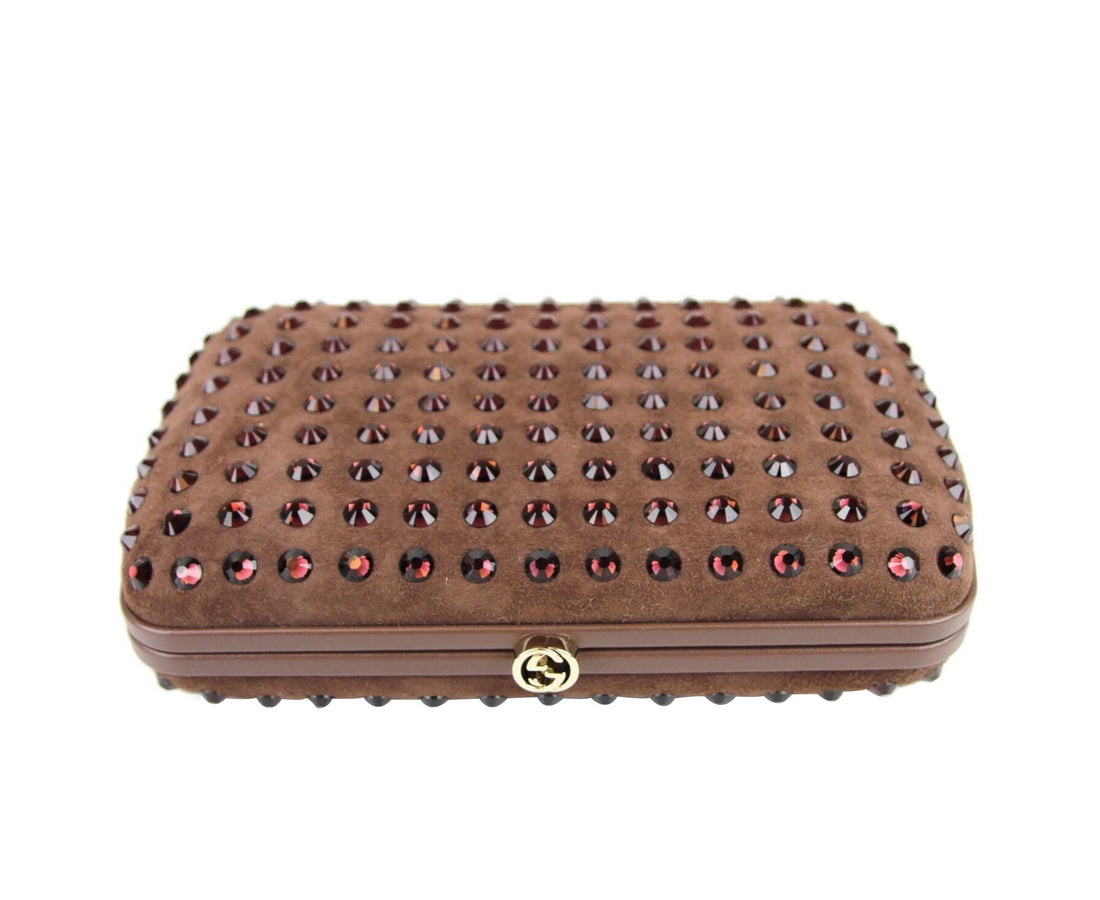 Gucci Women's Suede Broadway Crystal Evening Clutch Bag 310005