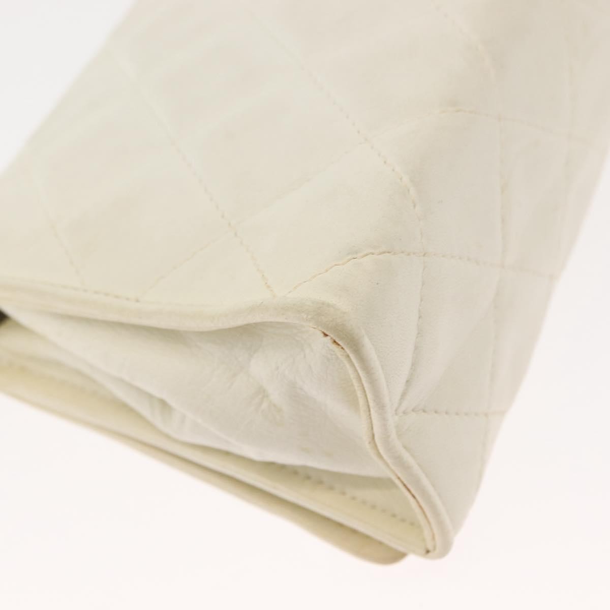 Chanel Full Flap Wallet On Chain Quilted Lambskin White Leather Clutche & Pouche Bag (Pre-Owned)
