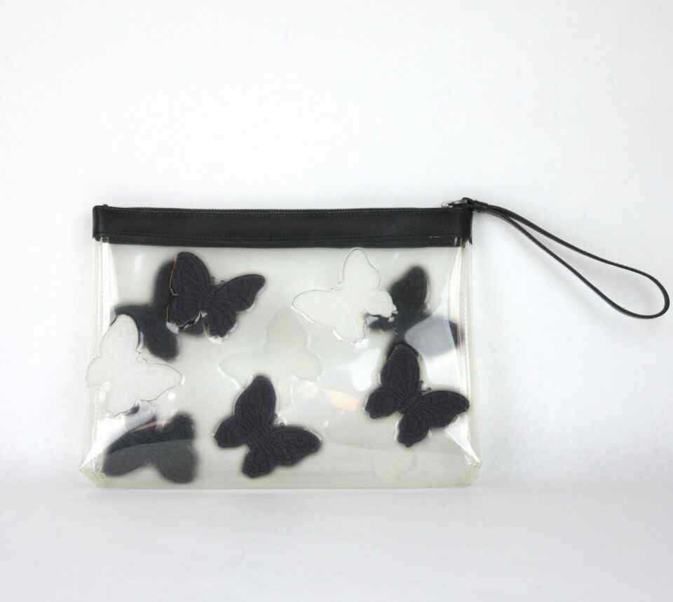 BOTTEGA VENETA Women's Transparent Wristlet Clutch Bag Butterfly