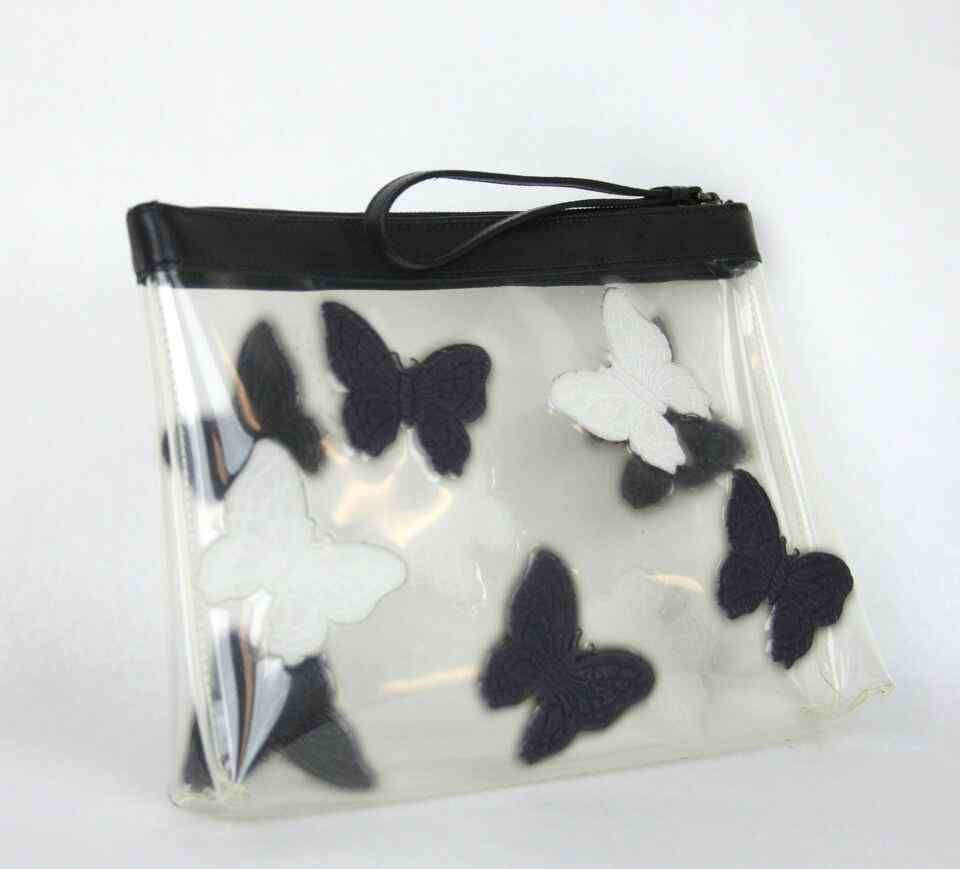 BOTTEGA VENETA Women's Transparent Wristlet Clutch Bag Butterfly