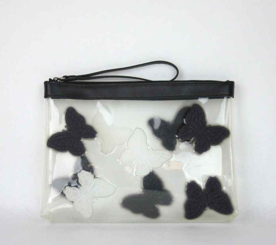 BOTTEGA VENETA Women's Transparent Wristlet Clutch Bag Butterfly