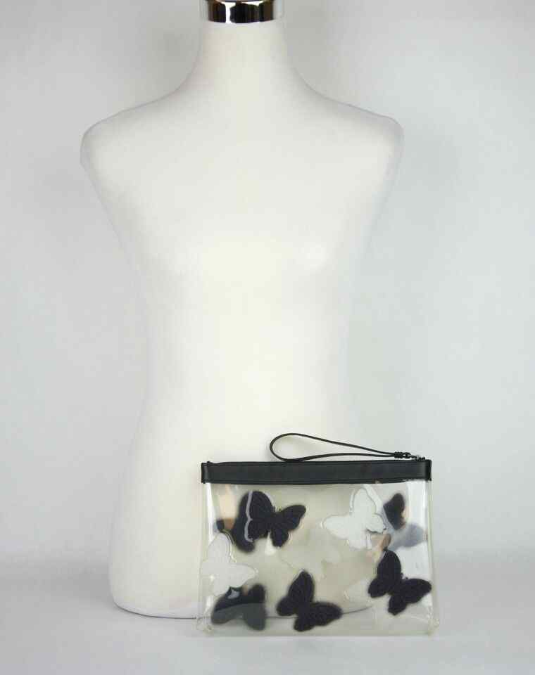 BOTTEGA VENETA Women's Transparent Wristlet Clutch Bag Butterfly
