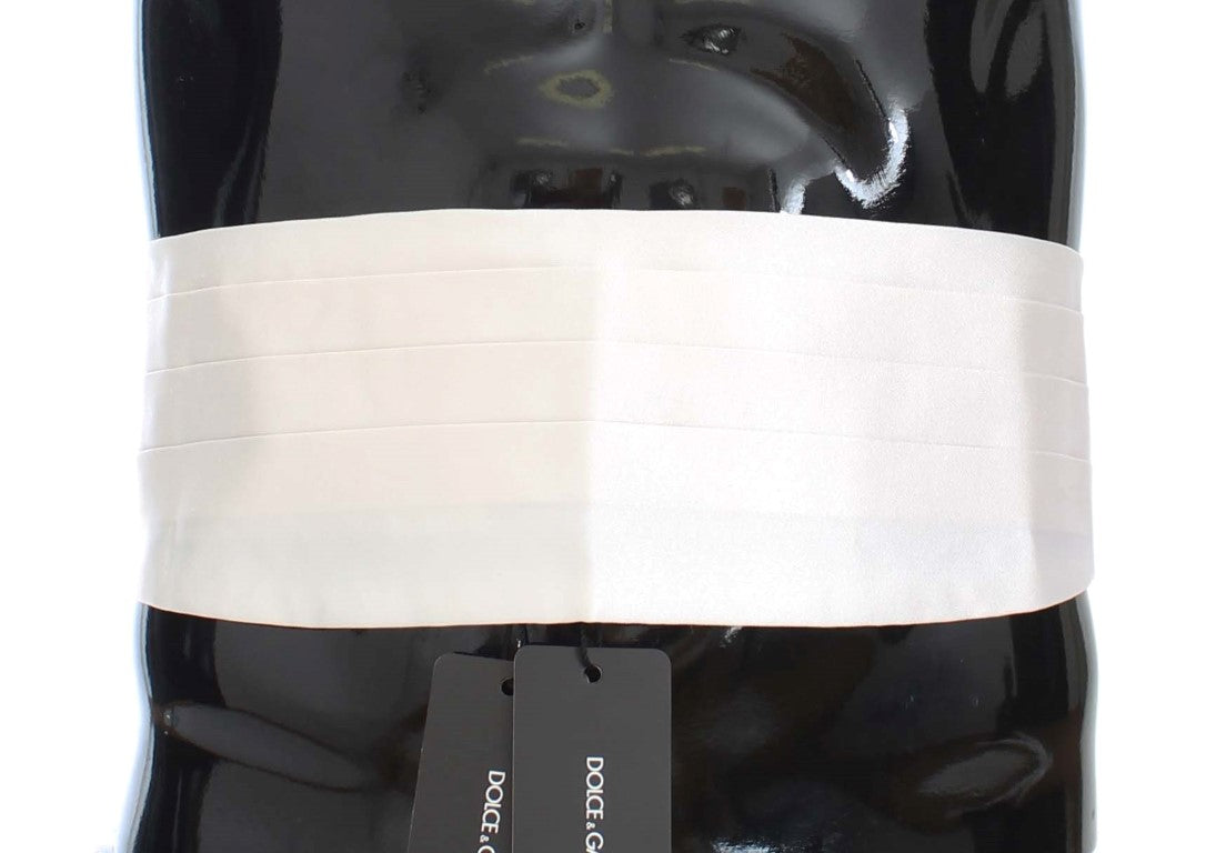 Dolce & Gabbana White Smoking Belt Silk Men's Cummerbund