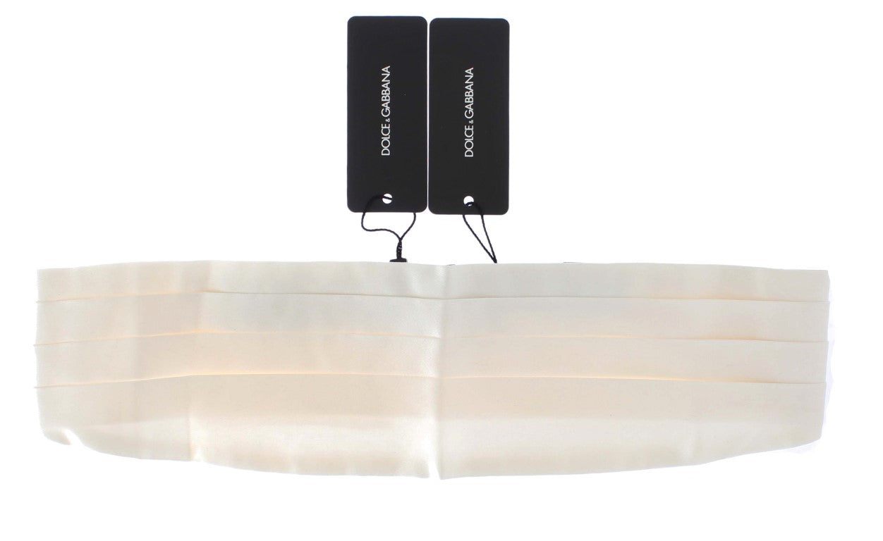 Dolce & Gabbana White Smoking Belt Silk Men's Cummerbund