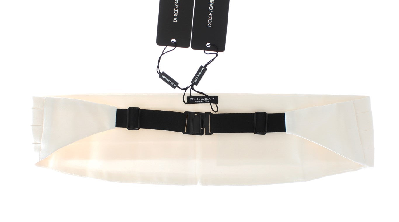 Dolce & Gabbana White Smoking Belt Silk Men's Cummerbund