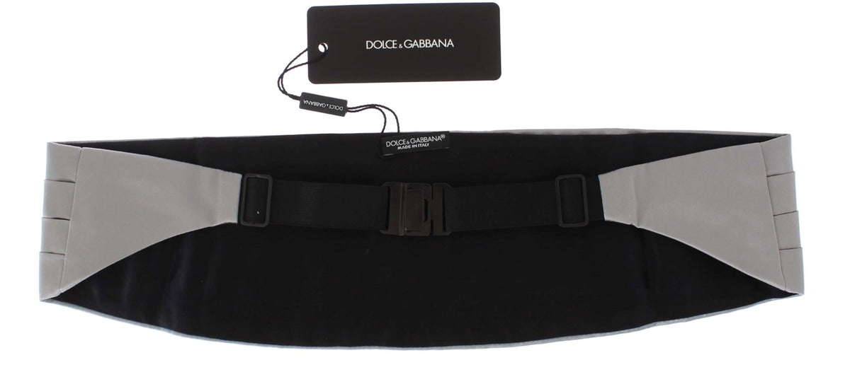 Dolce & Gabbana Silver Wide Belt Silk Men's Cummerbund