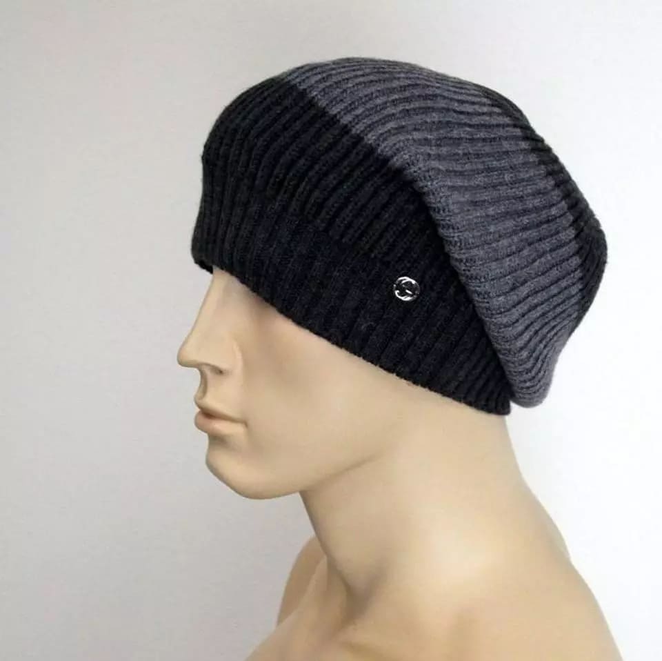 Gucci Gray/Black Interlocking G Wool Beanie Hat
