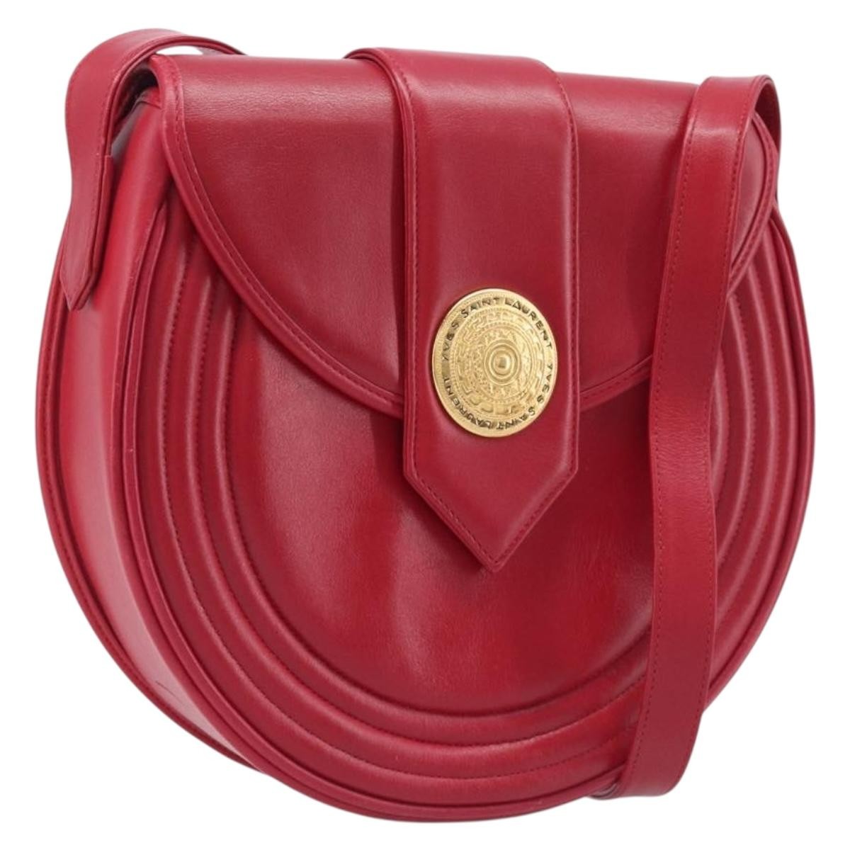 Saint Laurent Vintage Shoulder Bag Leather Red Leather Shoulder Bag Bag (Pre-Owned)