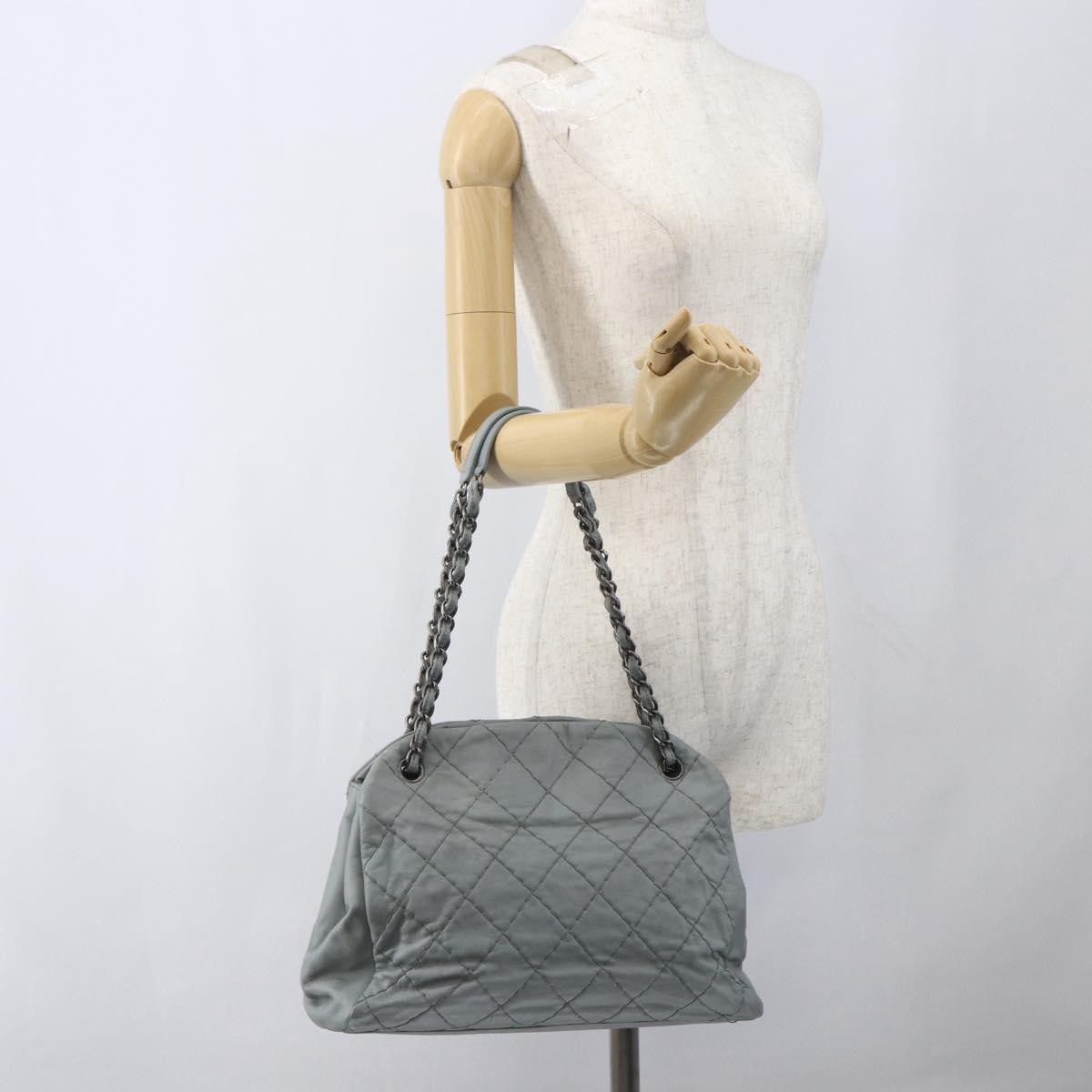 Chanel Just Mademoiselle Quilted Leather Gray Leather Shoulder Bag Bag (Pre-Owned)
