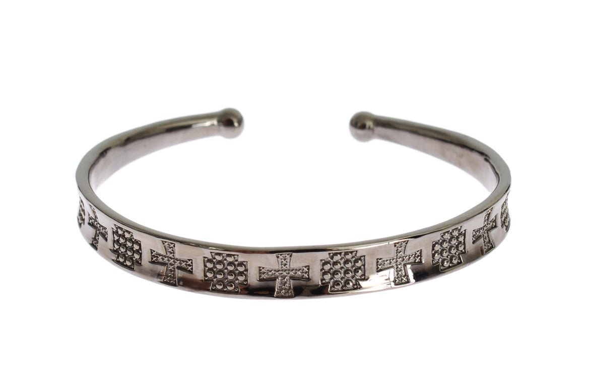 Nialaya Gray Rhodium 925 Silver Bangle Women's Bracelet