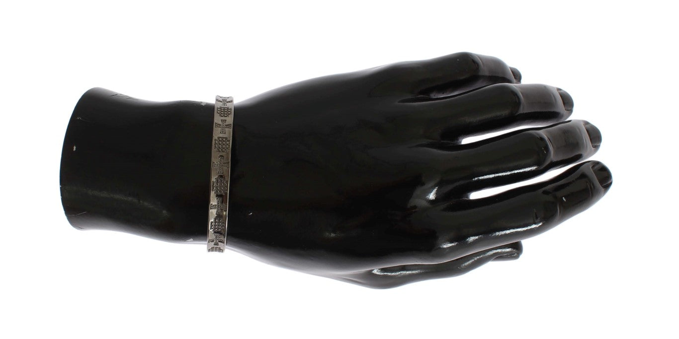 Nialaya Gray Rhodium 925 Silver Bangle Women's Bracelet
