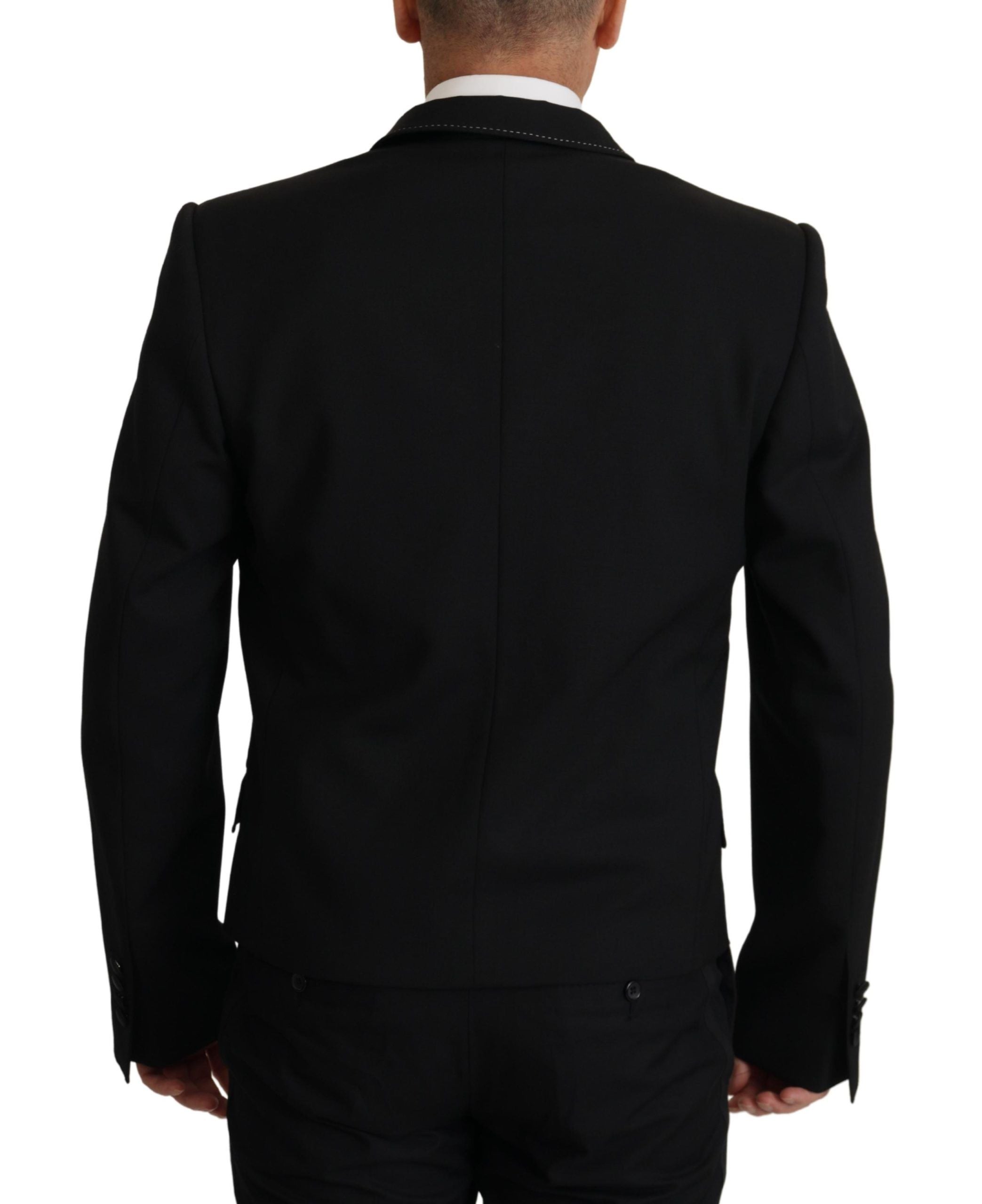 Dolce & Gabbana Black Double Breasted Coat Blazer Men's Jacket