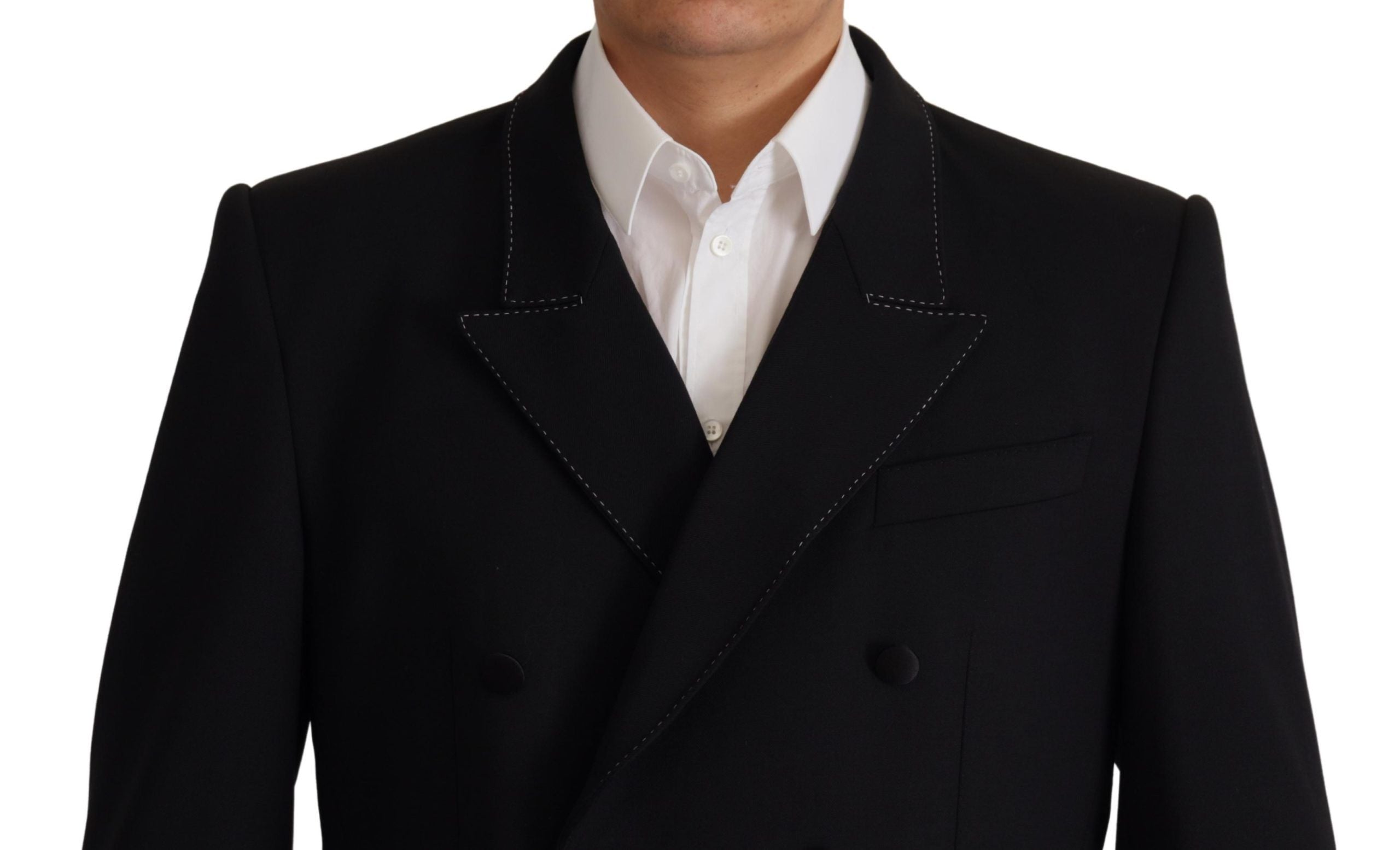 Dolce & Gabbana Black Double Breasted Coat Blazer Men's Jacket