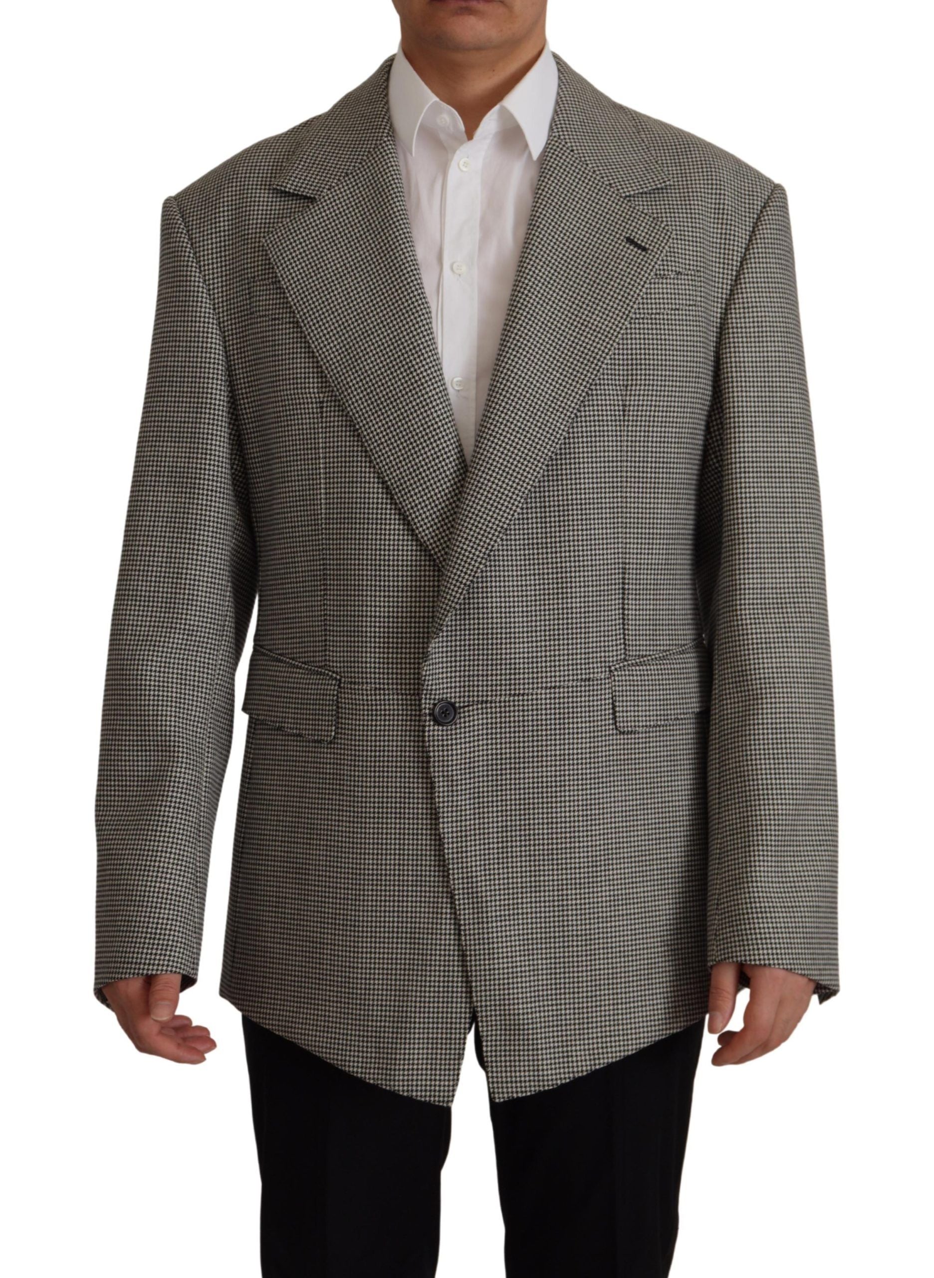 Dolce & Gabbana Gray Checkered Single Breasted Jacket Men's Blazer