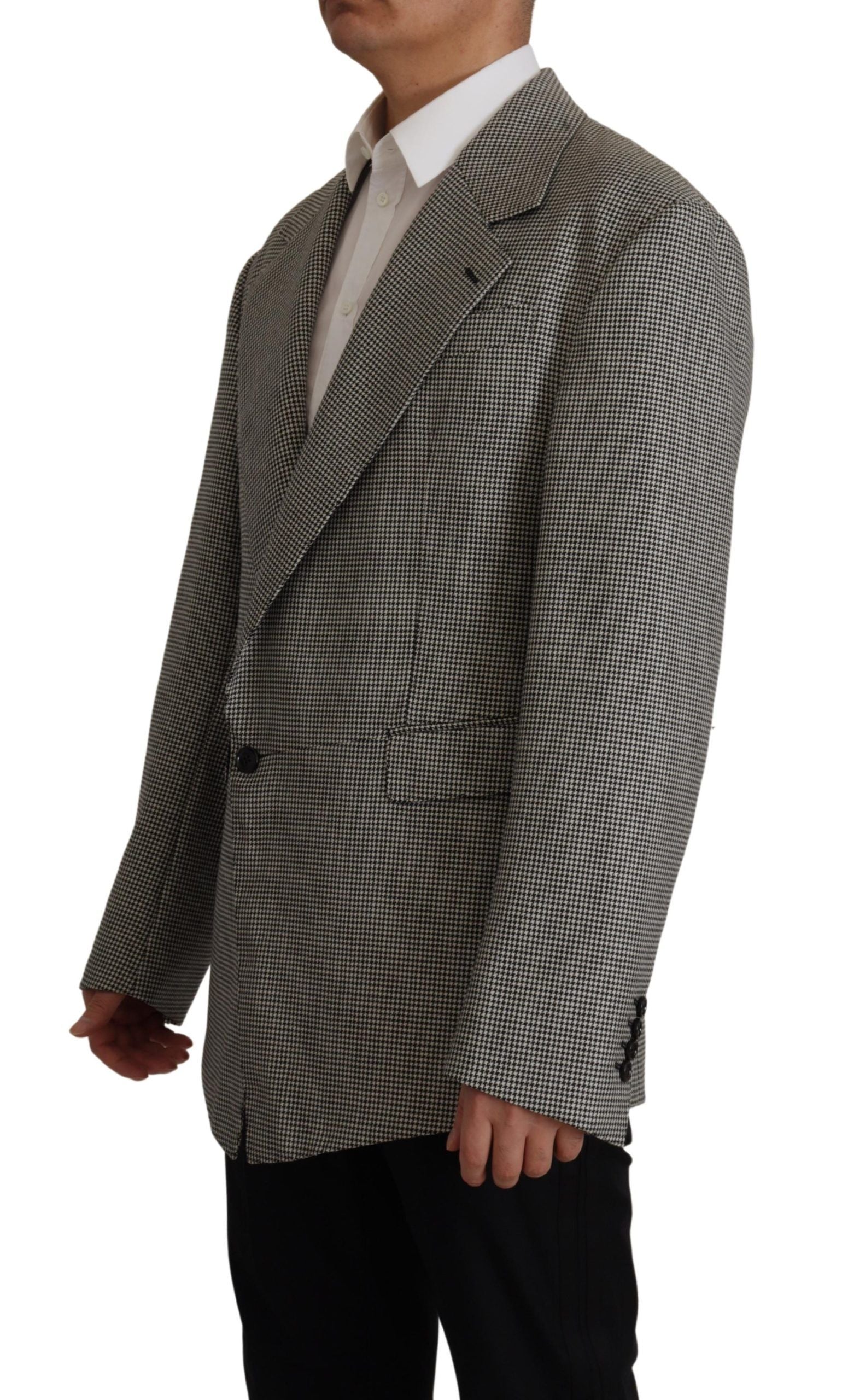 Dolce & Gabbana Gray Checkered Single Breasted Jacket Men's Blazer