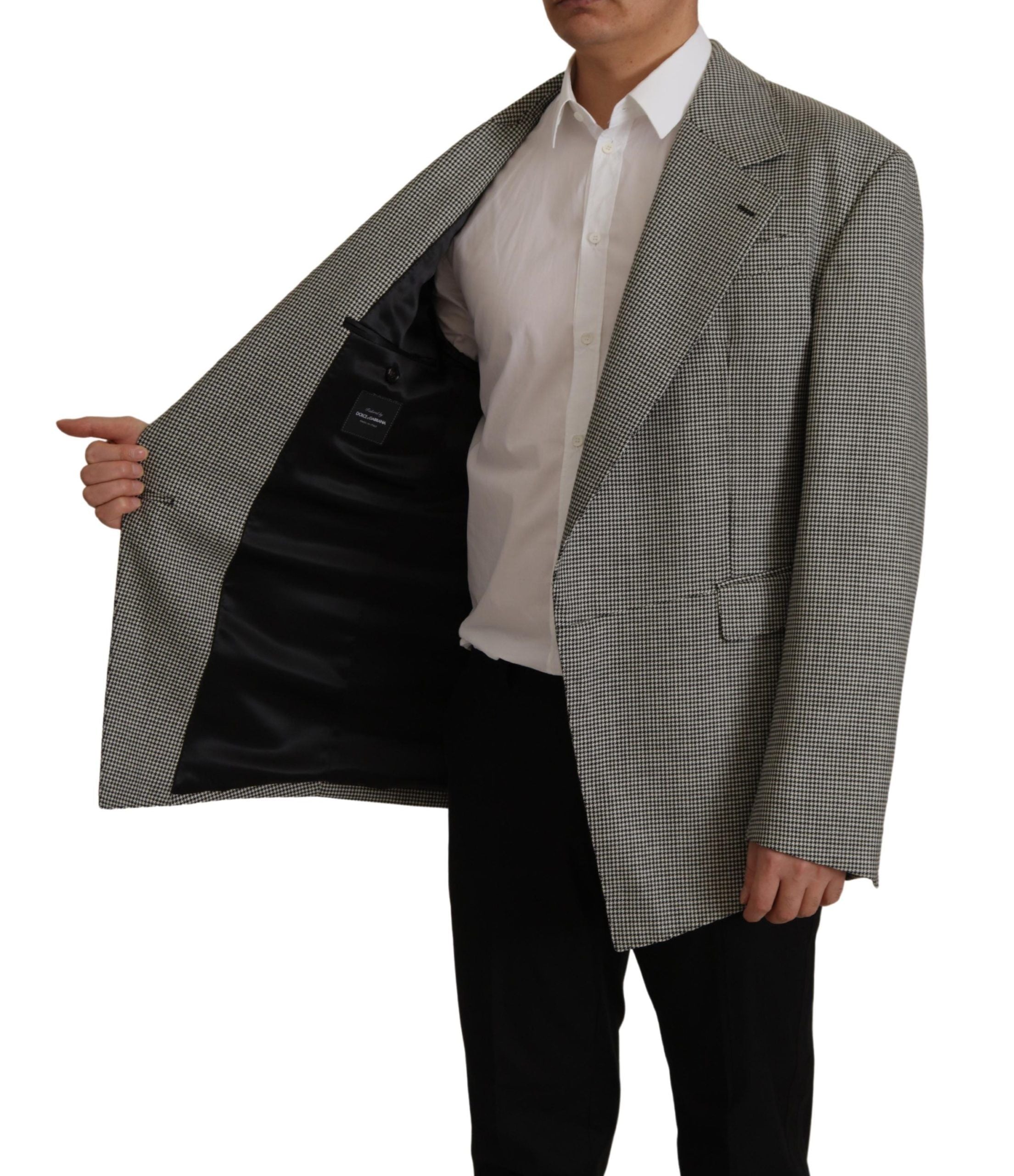 Dolce & Gabbana Gray Checkered Single Breasted Jacket Men's Blazer