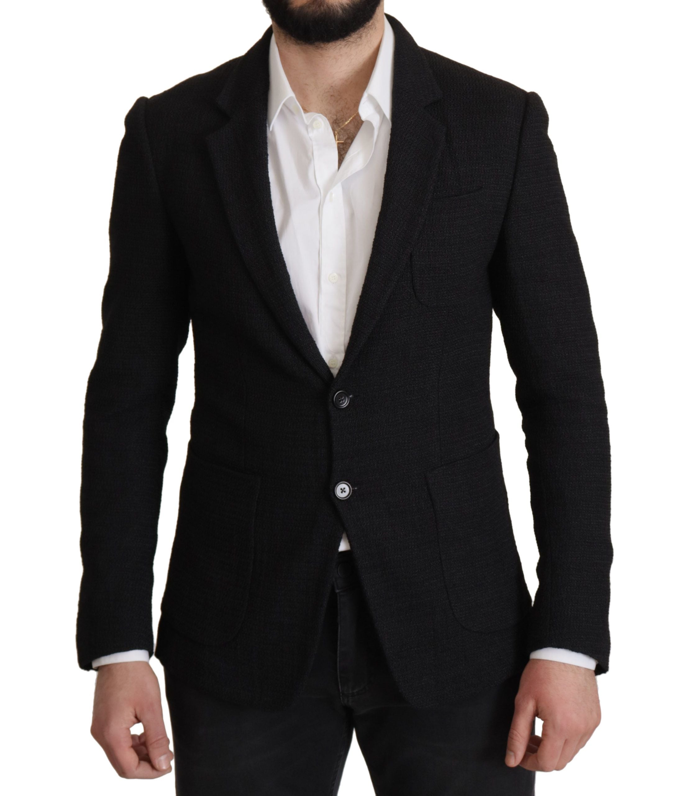 Dolce & Gabbana Black Single Breasted Coat Men Men's Blazer