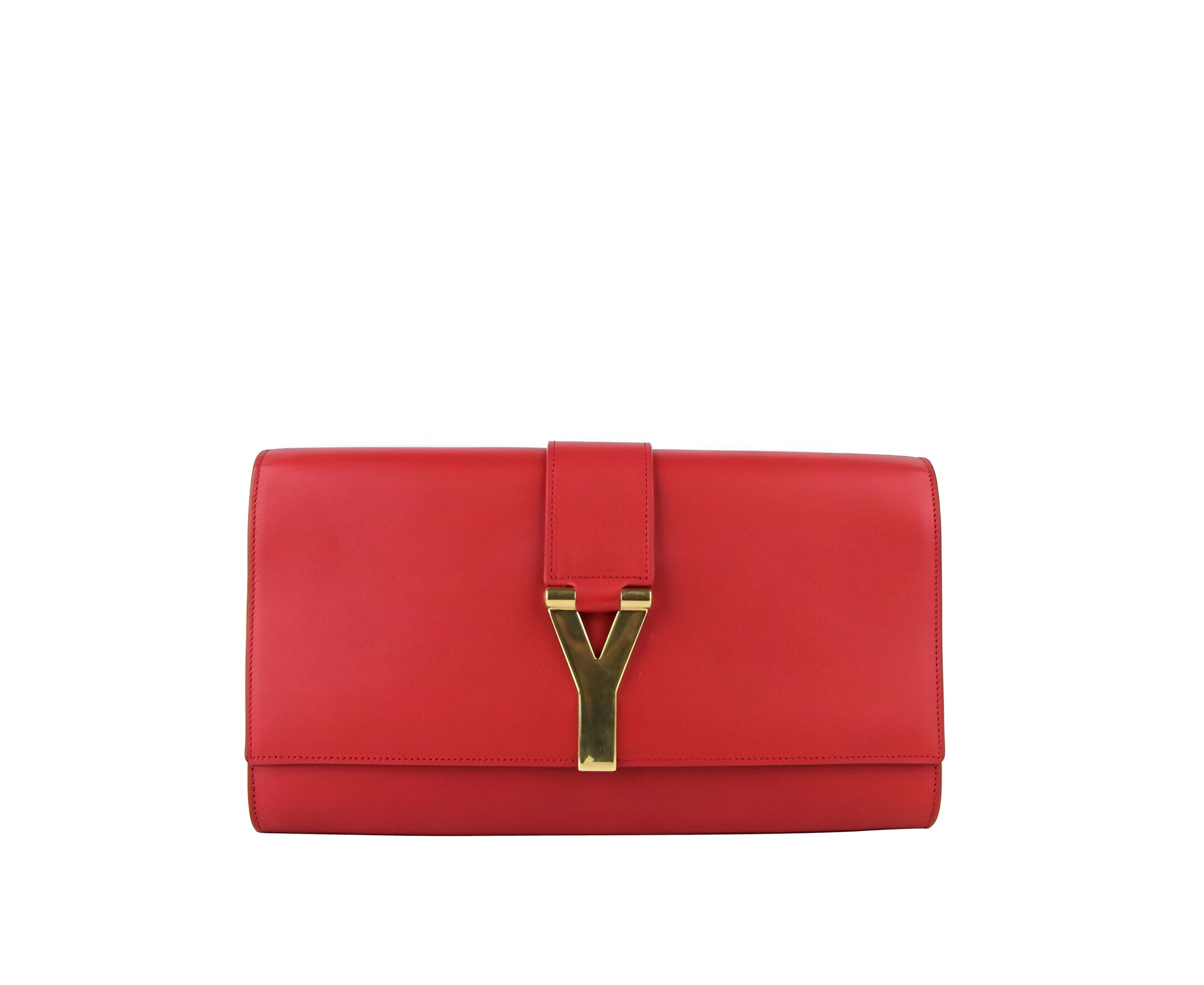 Saint Laurent Classic Y Red Leather Paris Clutch Bag
