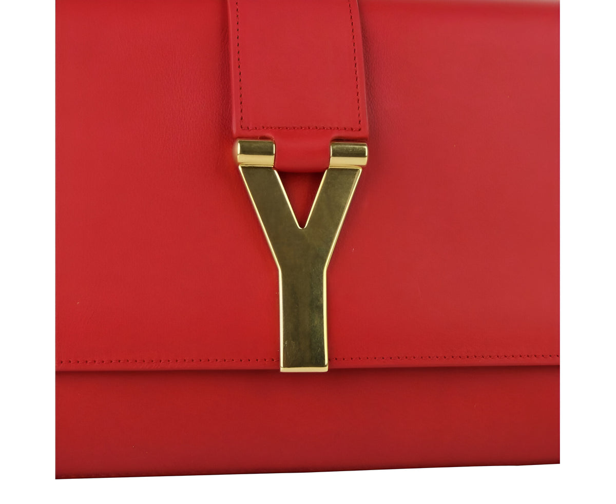Saint Laurent Classic Y Red Leather Paris Clutch Bag