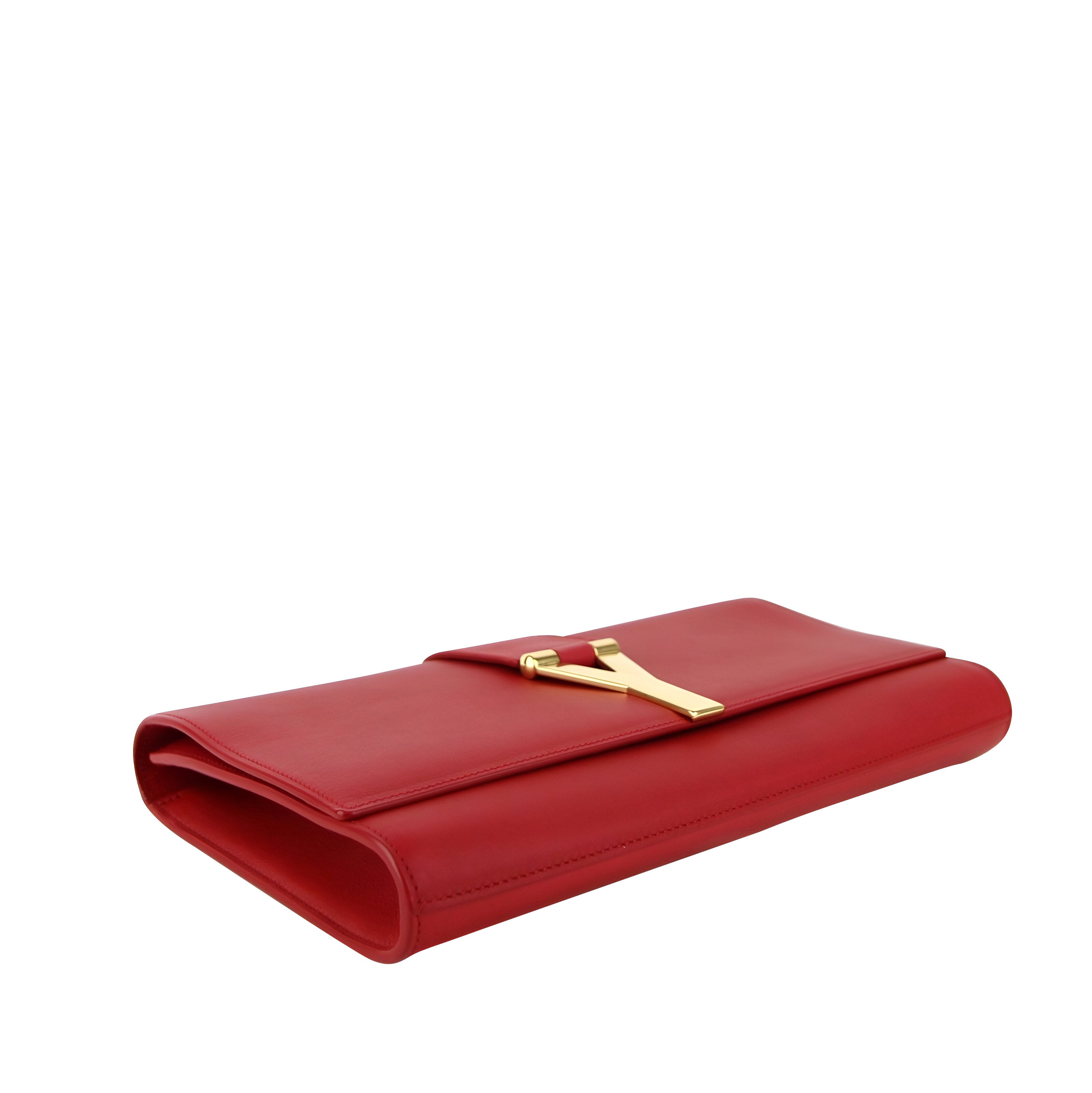 Saint Laurent Classic Y Red Leather Paris Clutch Bag